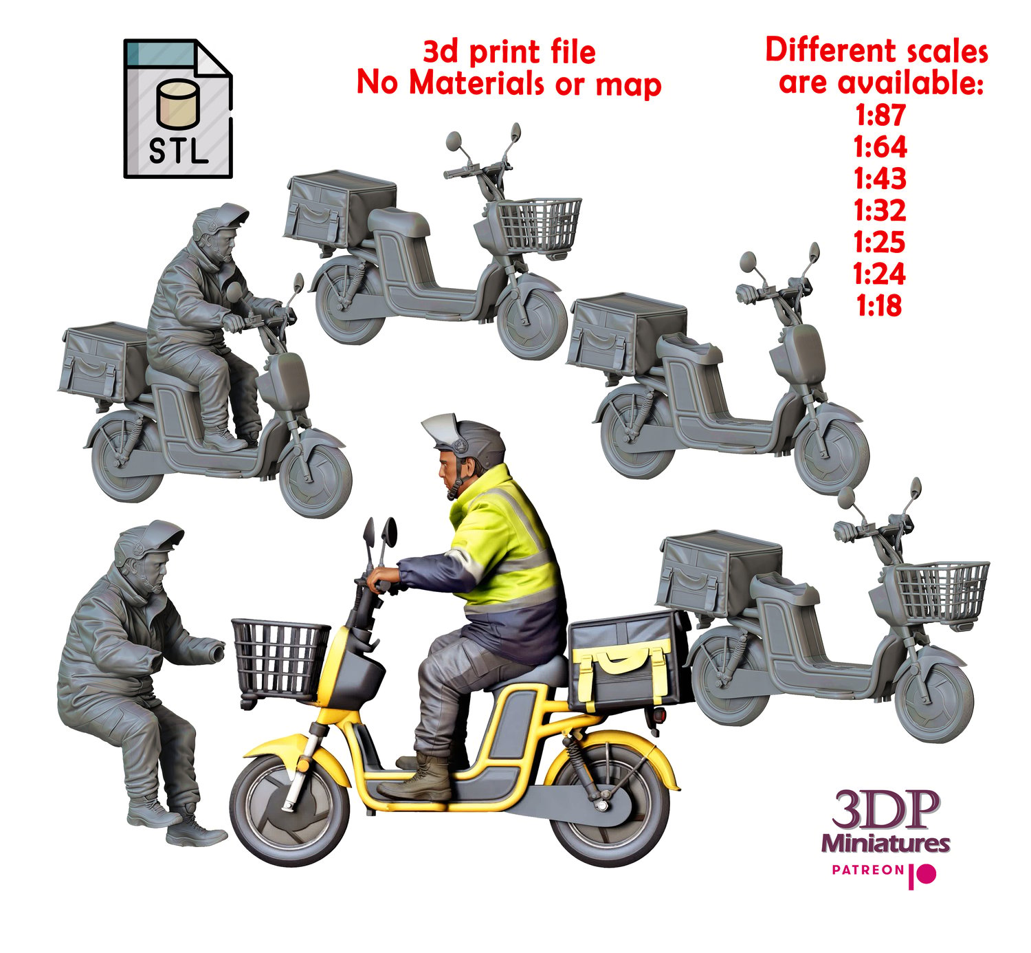 3DP Miniatures, N1 Delivery man with a bike