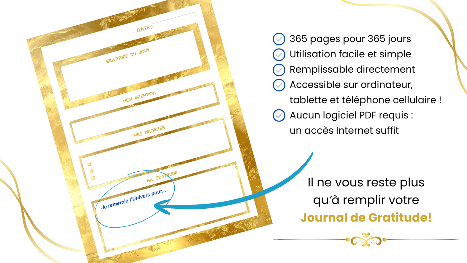 Journal de Gratitude · 365 jours en PDF pour attirer abondance, bonheur et succès. Créés par Silvia Davanzo, Médium.Voyante. Téléchargement immédiat.