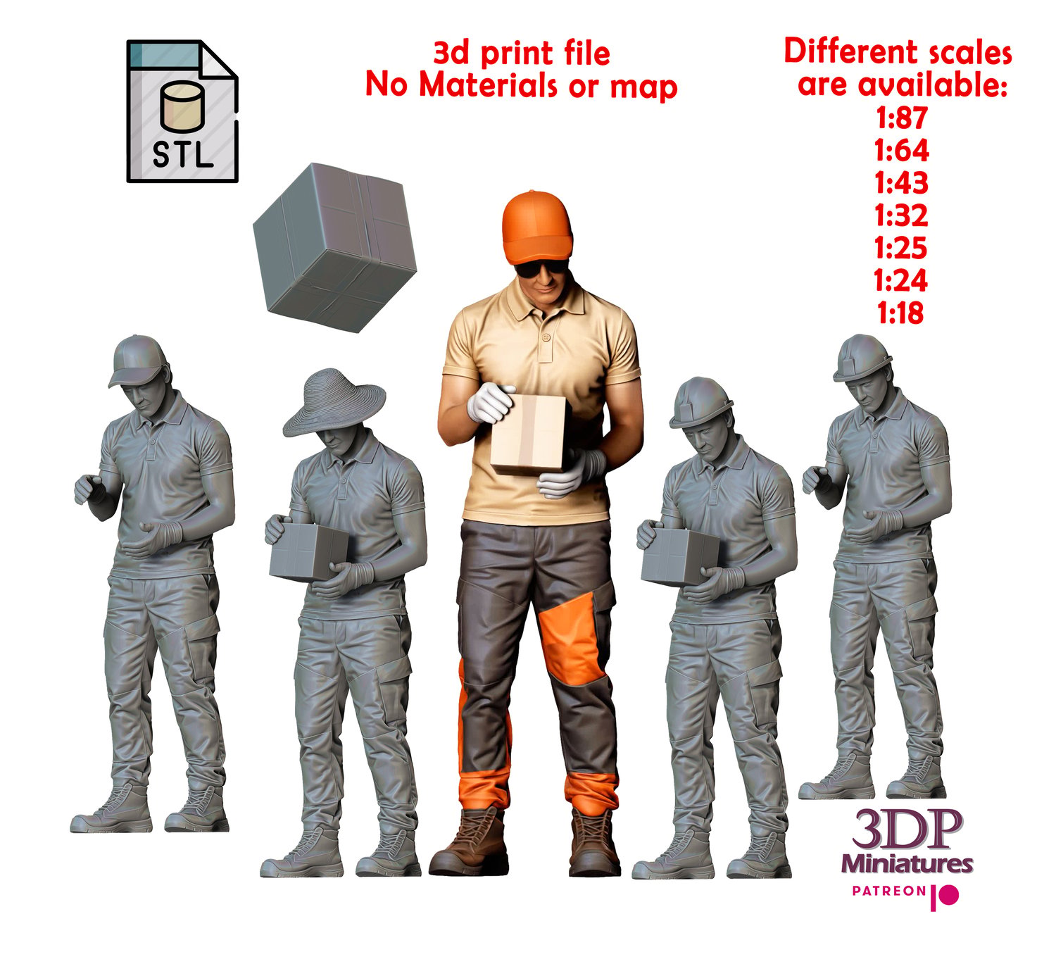 3DP Miniatures, N2 Delivery Man with box