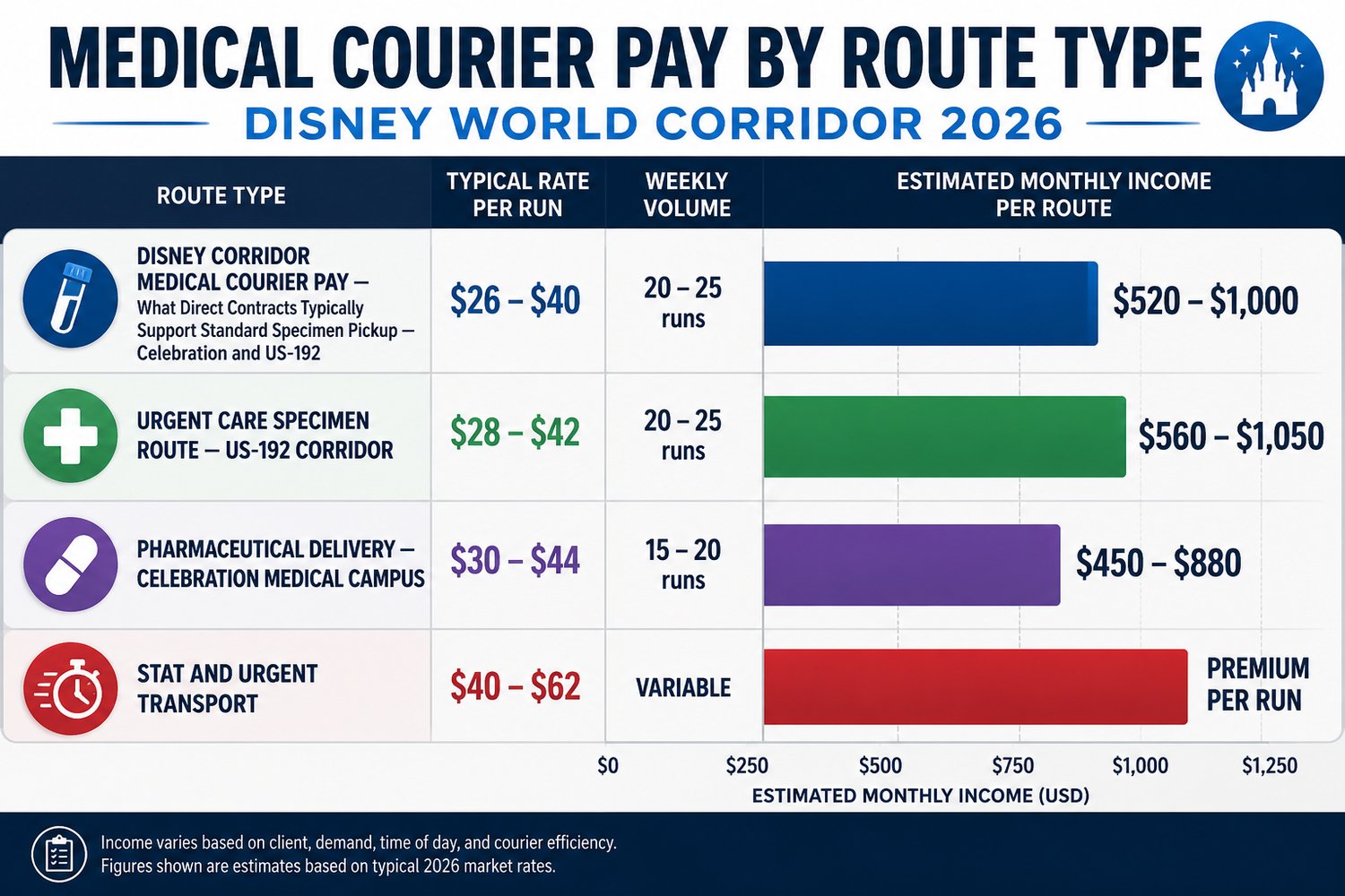 Disney Corridor Medical Courier Pay