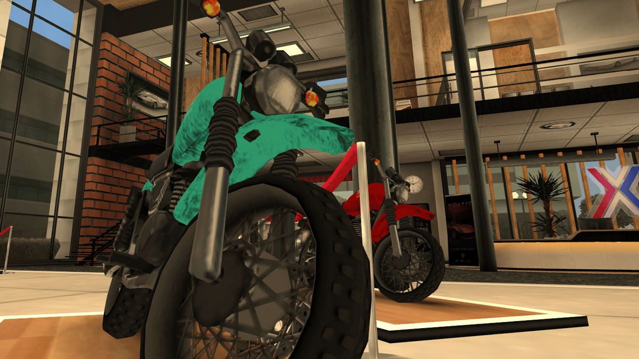 Close-up of the front wheel and suspension on the Dinka Enduro GTA San Andreas mod