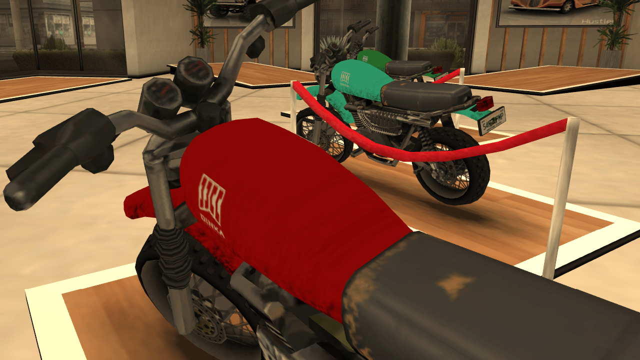 Rider perspective of the GTA VI Dinka Enduro motorcycle in GTA San Andreas
