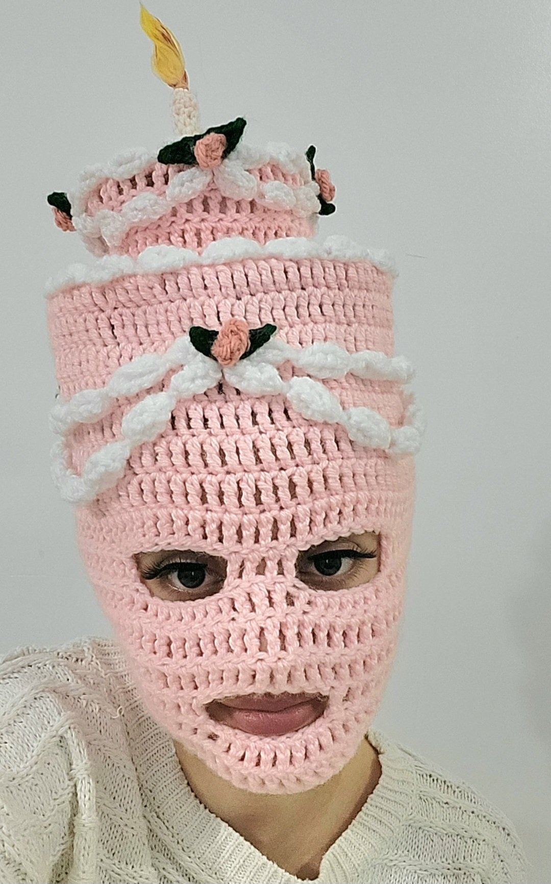 Pink Cake Balaclava Mask Crochet Pattern