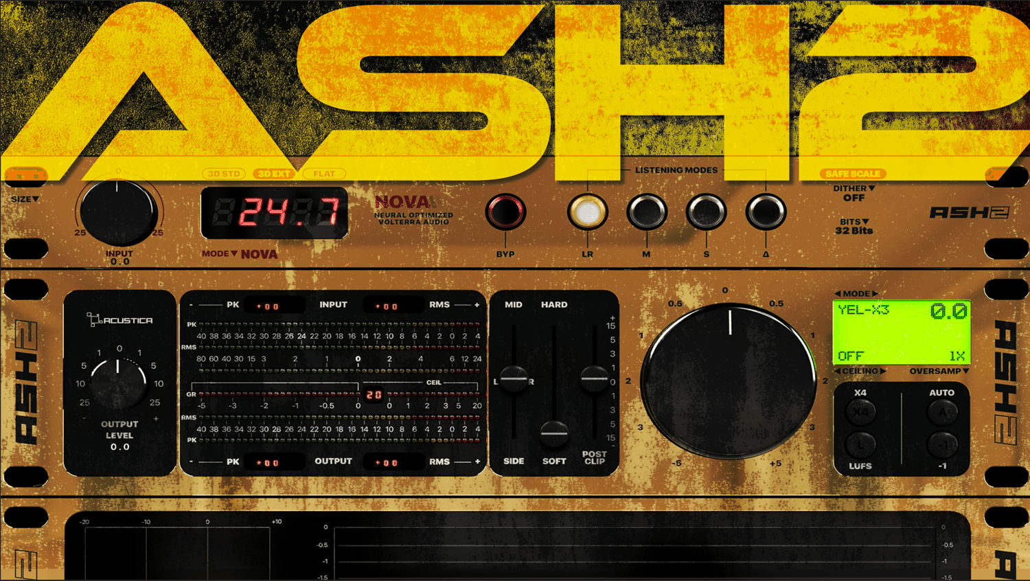 Acustica Audio Ash 2 plugin interface — mastering limiter with NOVA neural processing controls