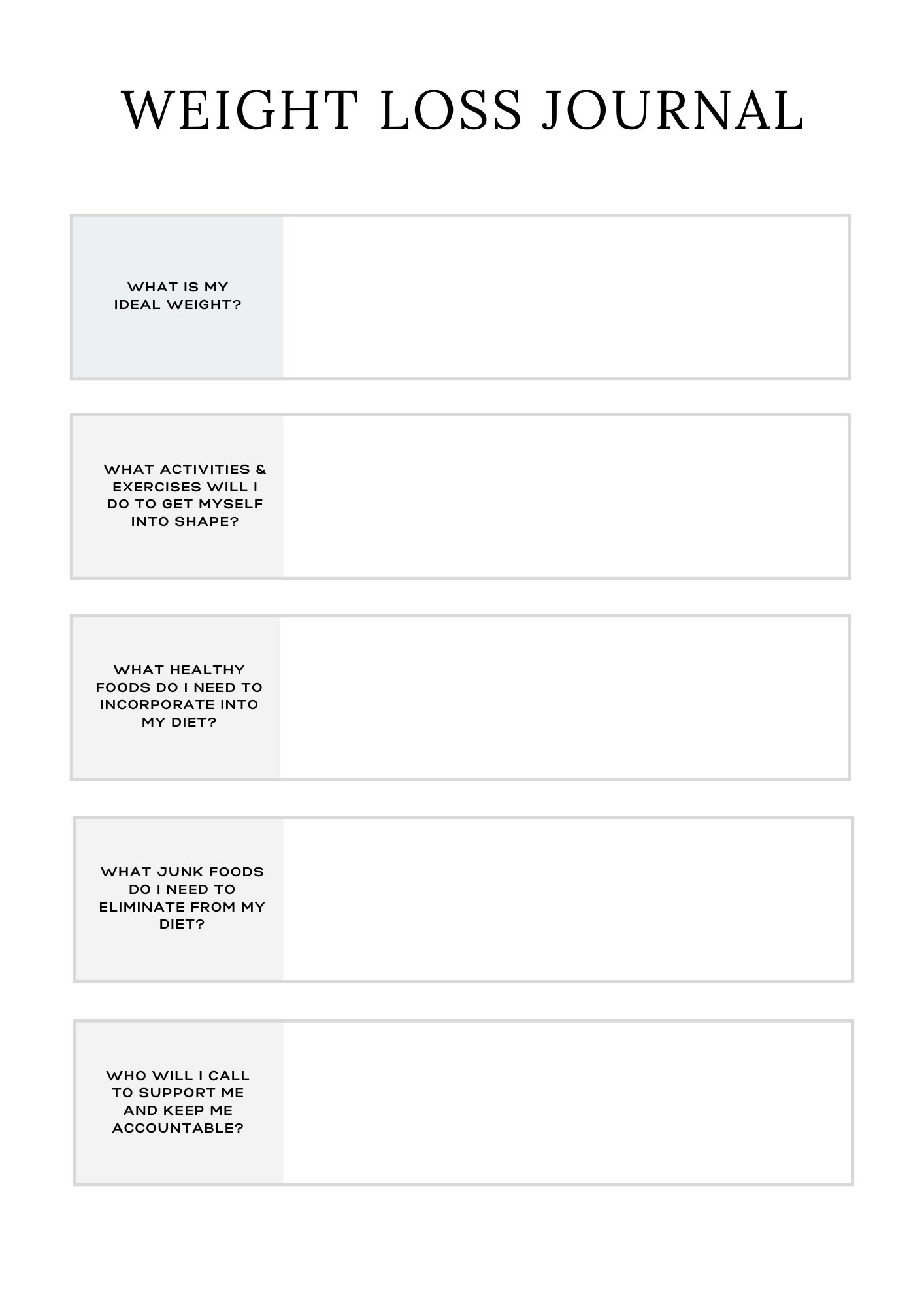 Weight loss journal