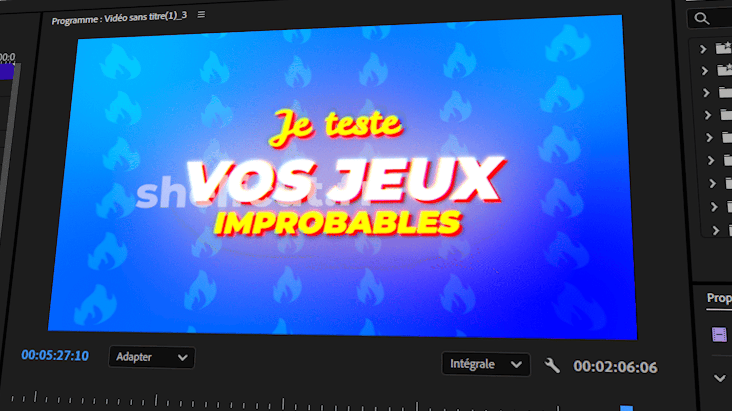 Montage vidéo d'un jingle dynamique pour YouTube créé avec Premiere Pro, incluant un logo animé, des effets lumineux et un texte personnalisable car il s'agit du Pack de Jingles.