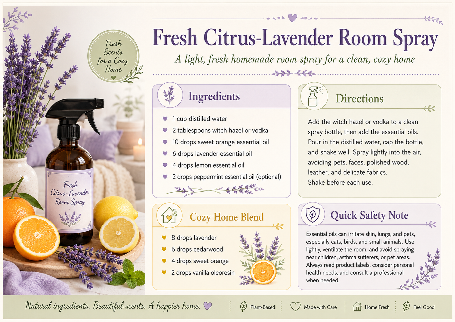 Recipe for Citrus Lavender room spray