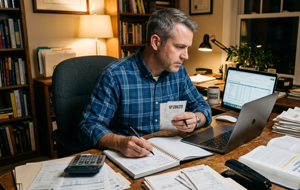 Man carrying out bookkeeping at a desk