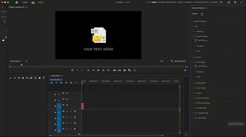 Interface Premiere Pro 2024 pour les raccourcis claviers