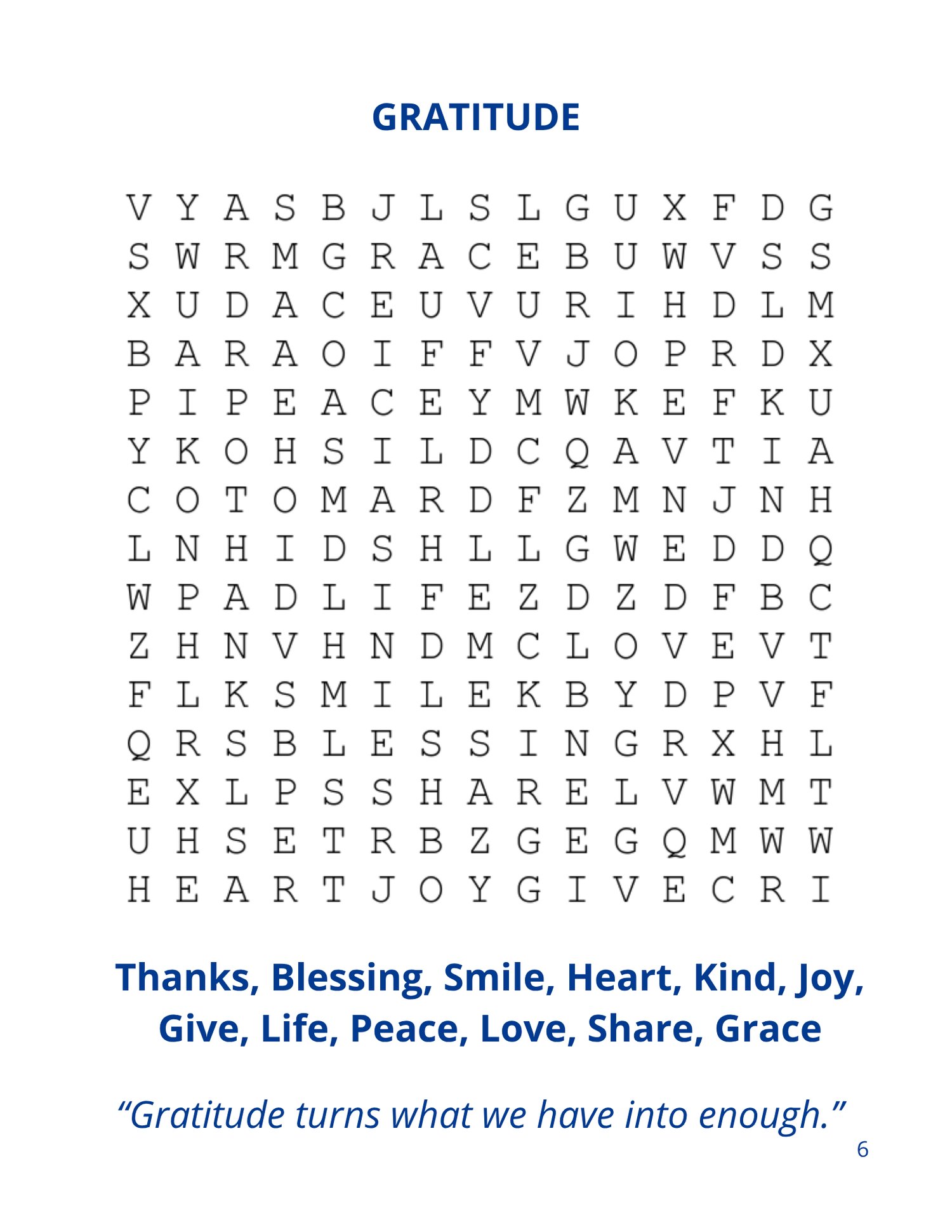 Printable large print word search puzzle for adults and seniors