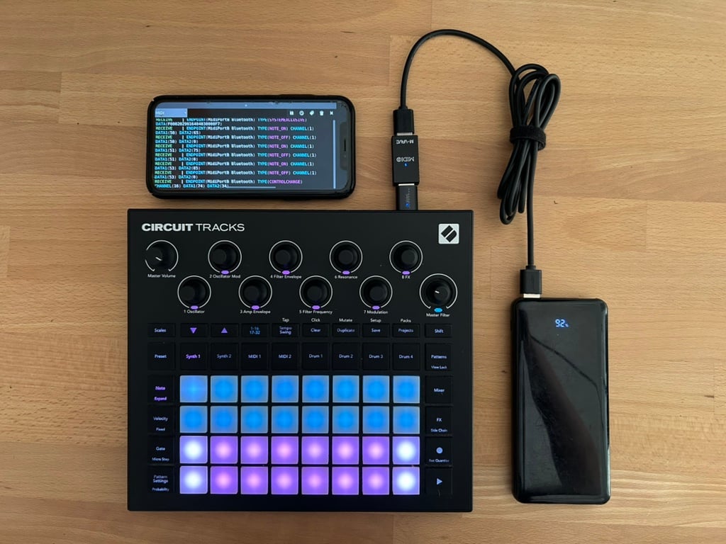 Circuit Tracks wireless midi connection on the USB port to work with NC Editor or Junit Patch Editor