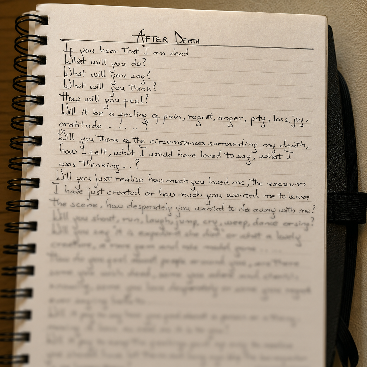 Handwritten notebook page titled 