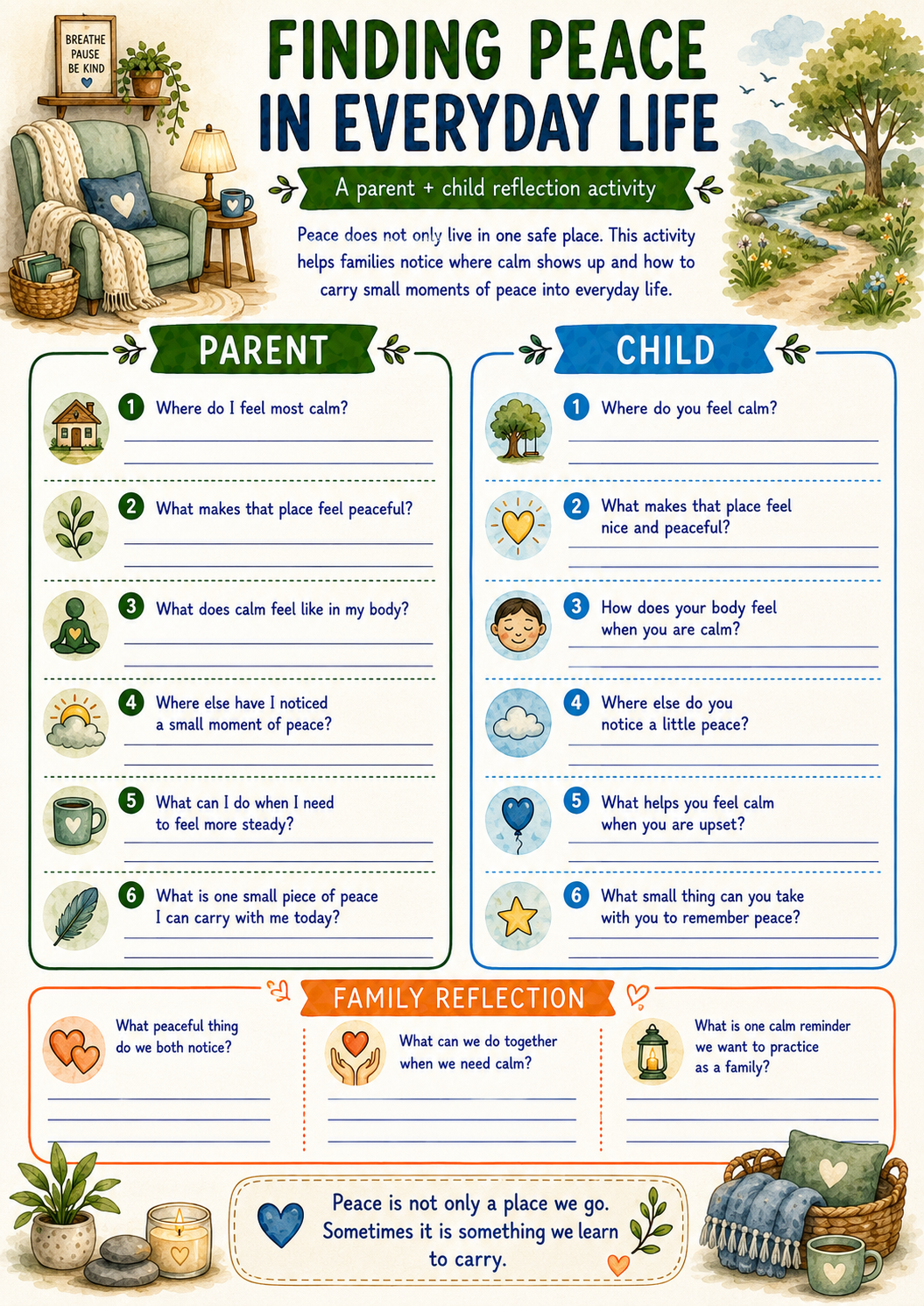 Finding Peace in Everyday Life Worksheet