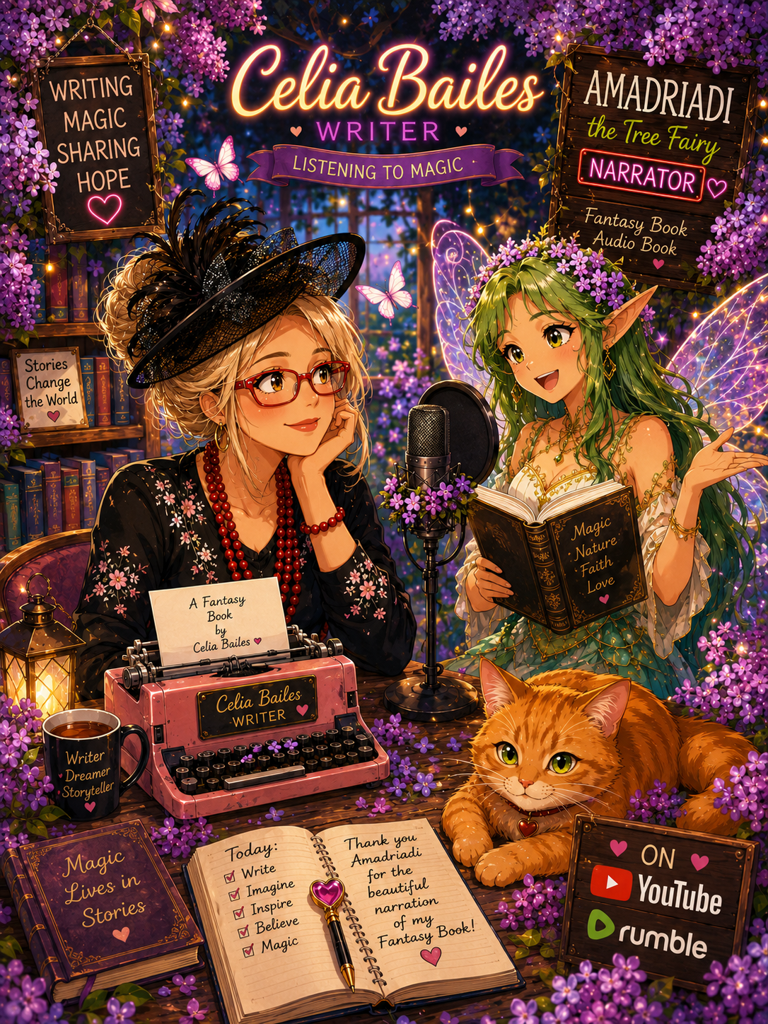 Audiobooks, Audiolibros, Audiolibri, Celia Bailes, Amadriadi, YouTube, Rumble,