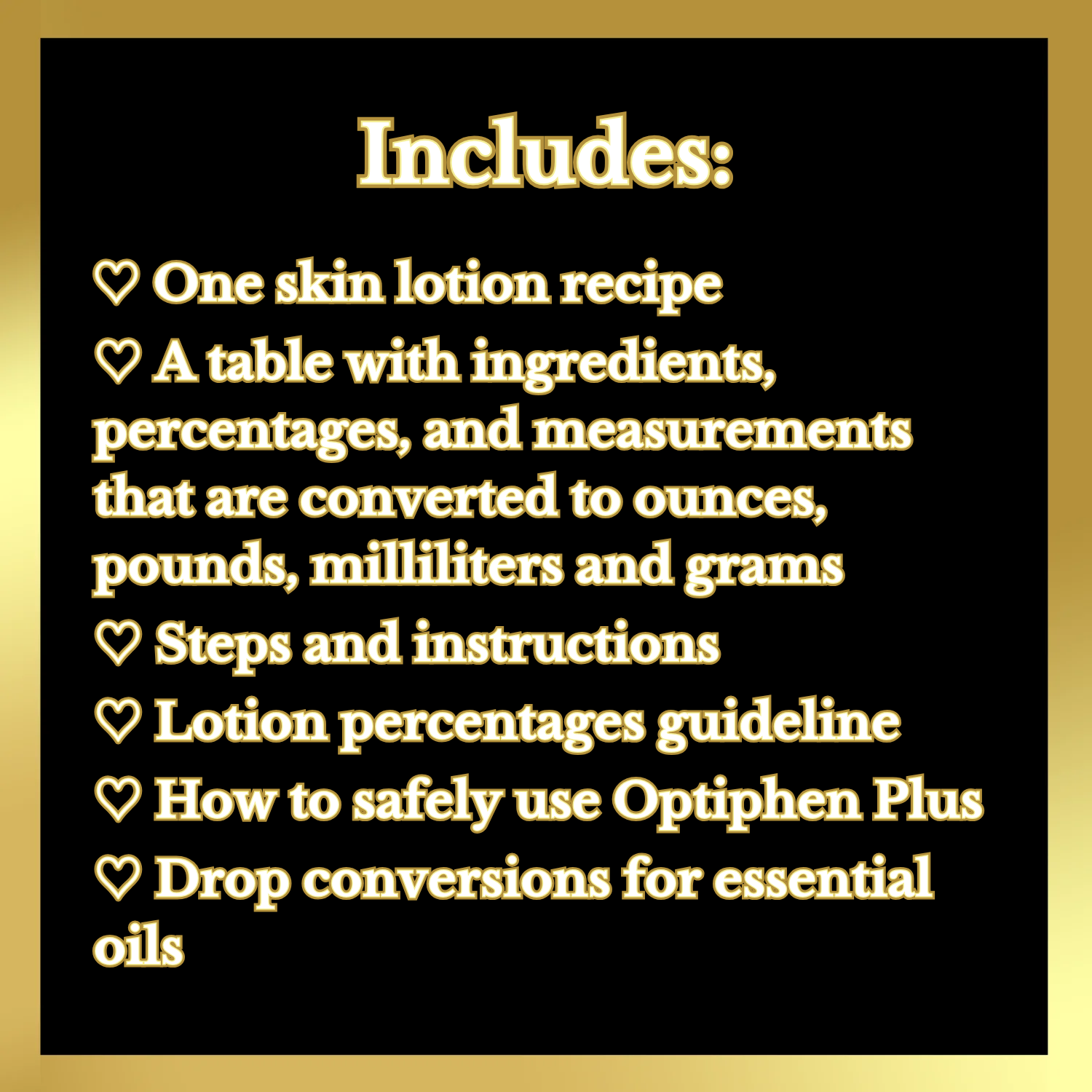 A thumbnail that states what the Skin Lotion Recipe includes.