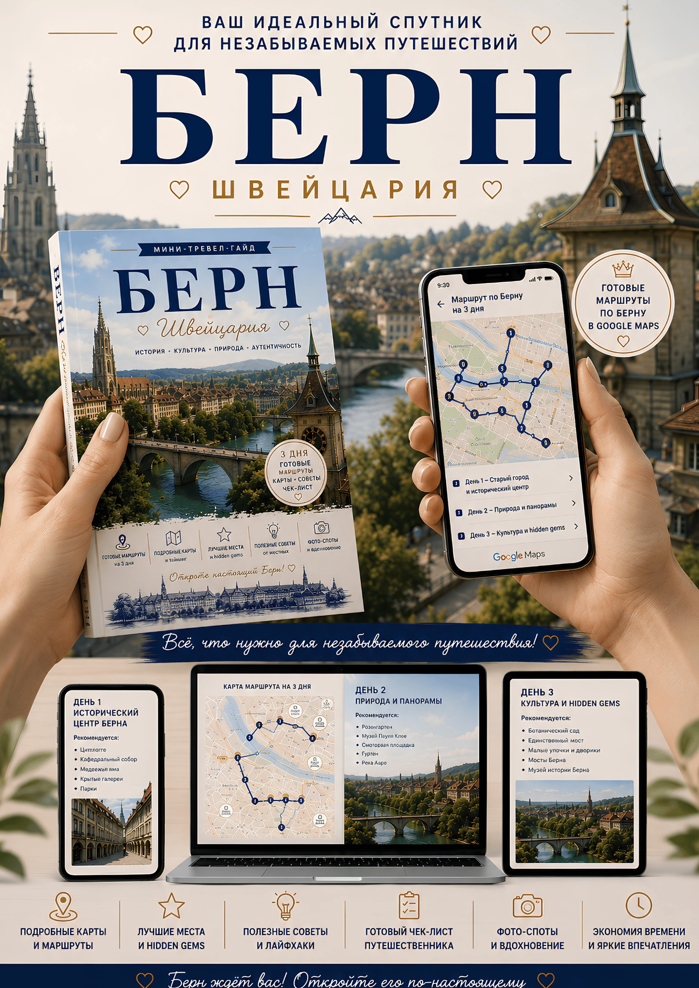 Интерактивный путеводитель по Берну с Google Maps на смартфоне