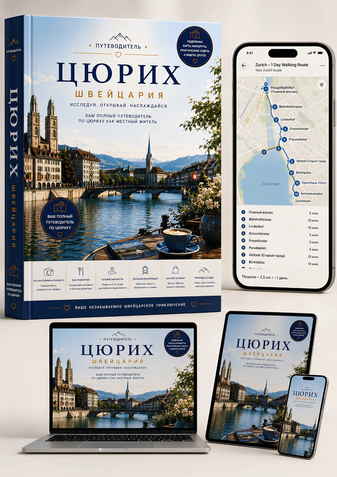 Путеводитель по Цюриху на ноутбуке, планшете, смартфоне и в формате PDF