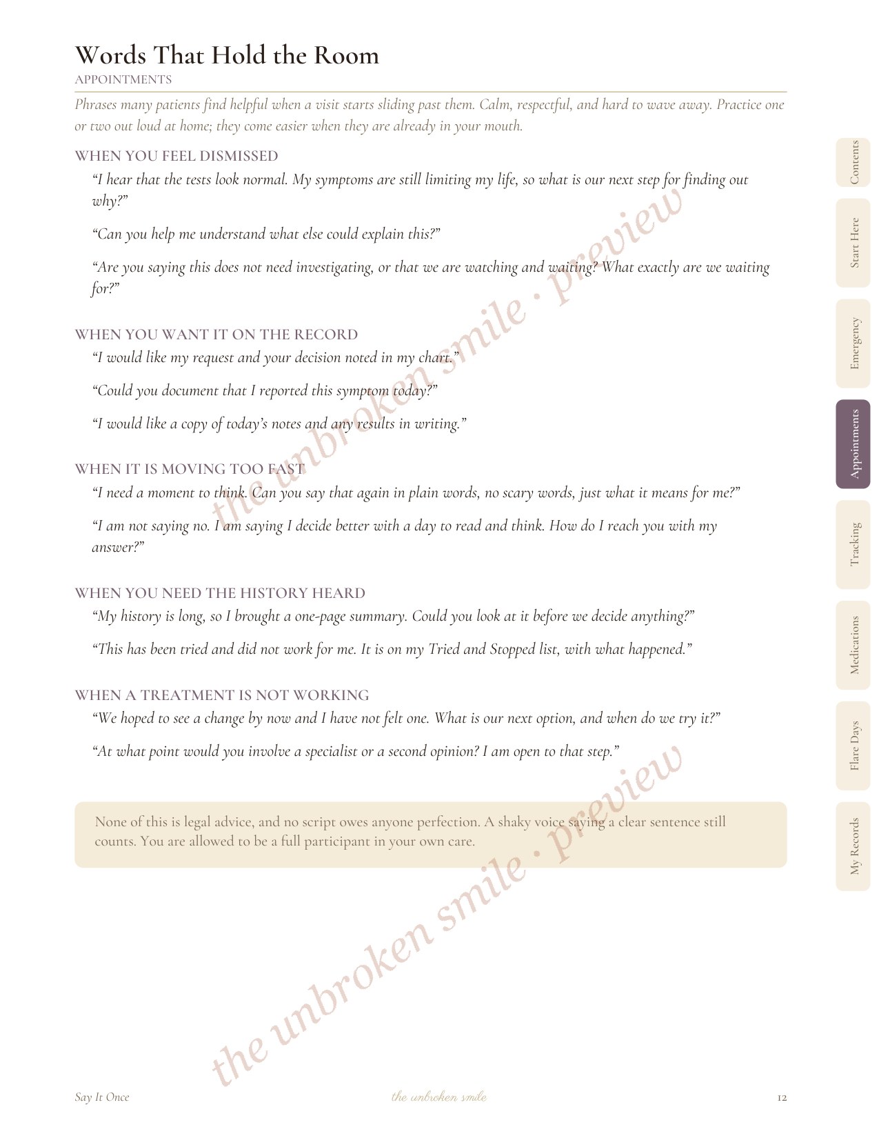 Digital product preview for Say It Once chronic illness medical binder.