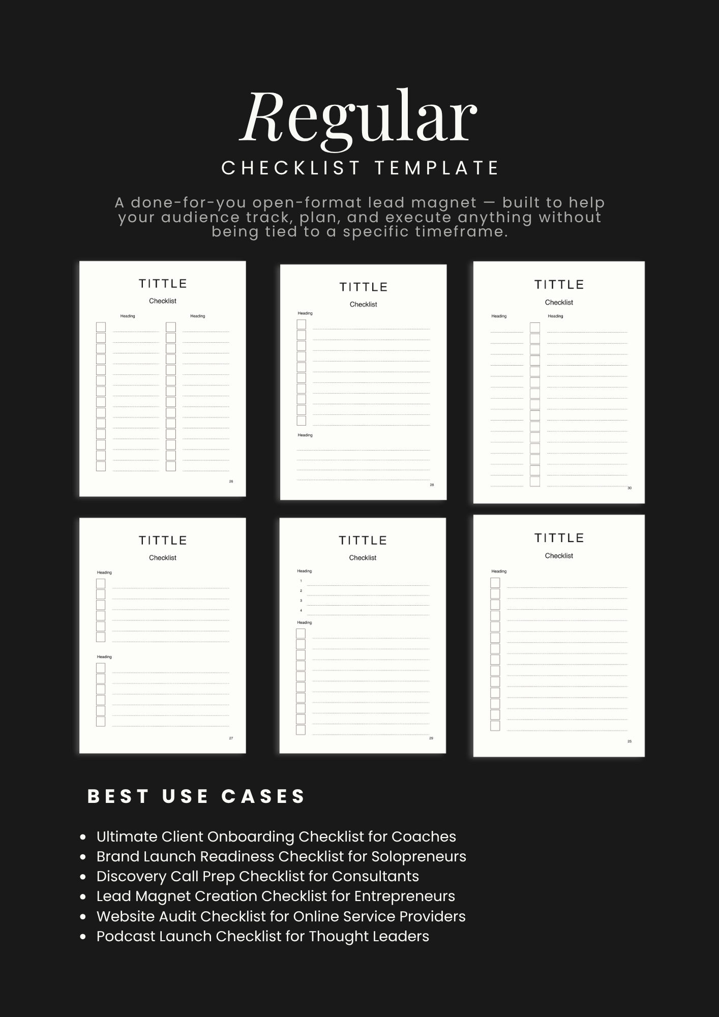 Daily, weekly, and yearly aesthetic checklist layouts for digital product creators