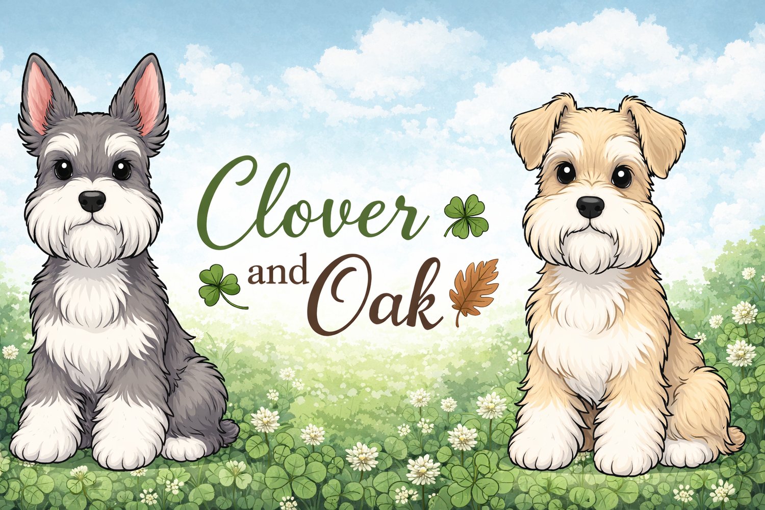 Clover and Oakley, the inspiration for our shop name