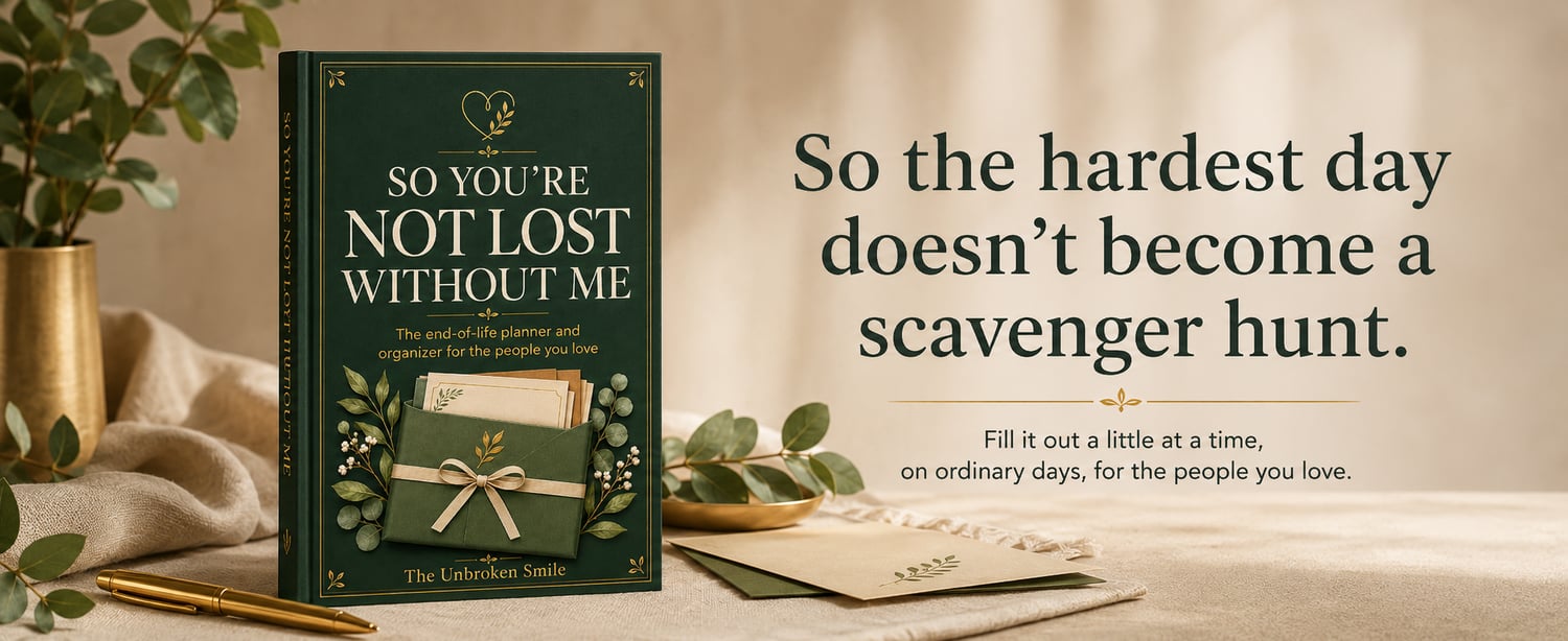 Planner mockup with the message that the hardest day should not become a scavenger hunt.