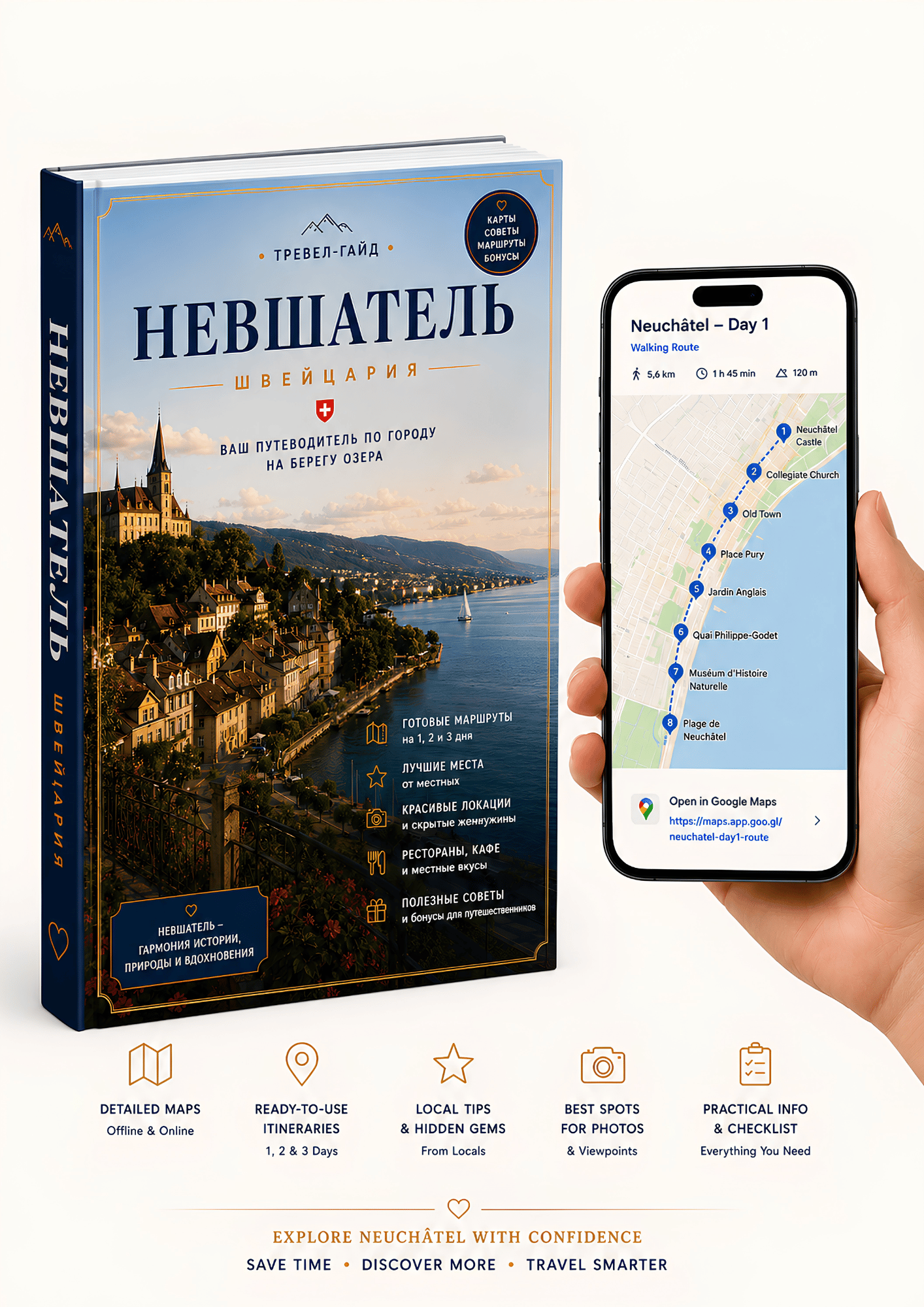 Интерактивный путеводитель по Невшателю с Google Maps на смартфоне