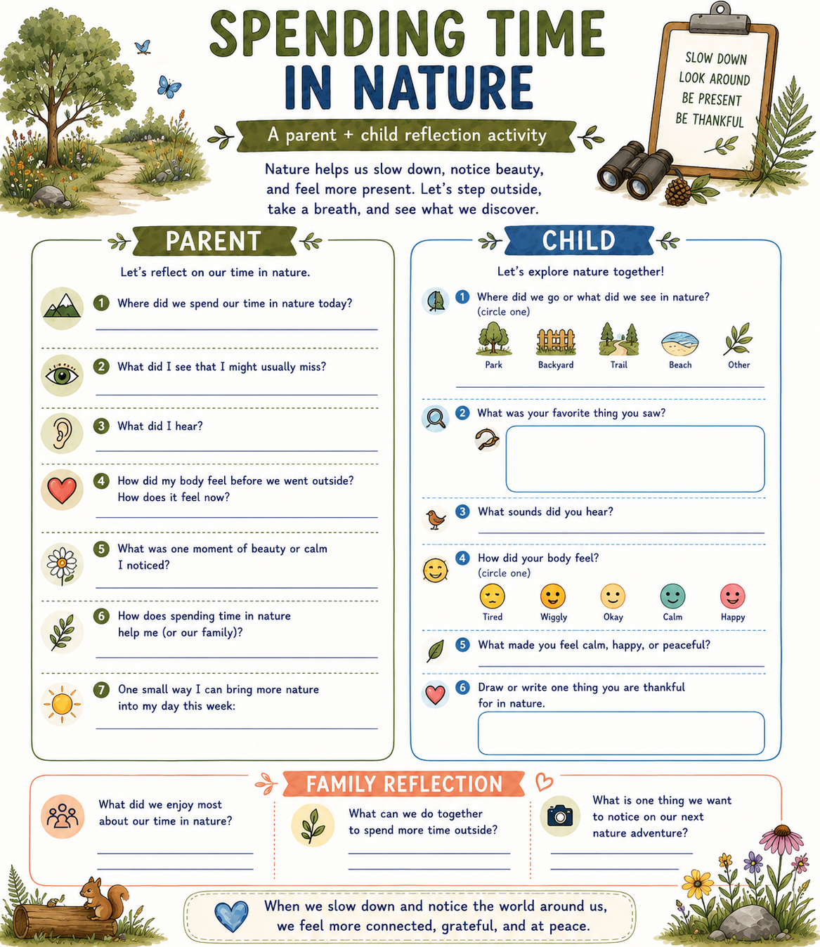 Spending Time in Nature Worksheet
