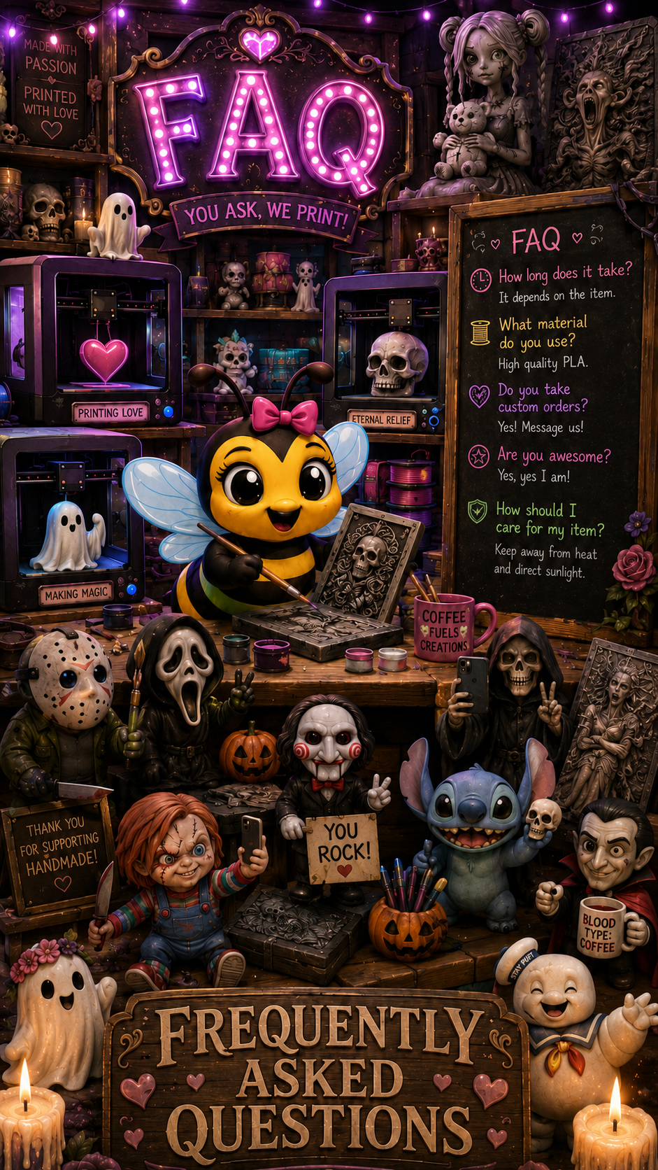 Lil Bee's Creations FAQ 3D Print Custom Horror Star Wars Books