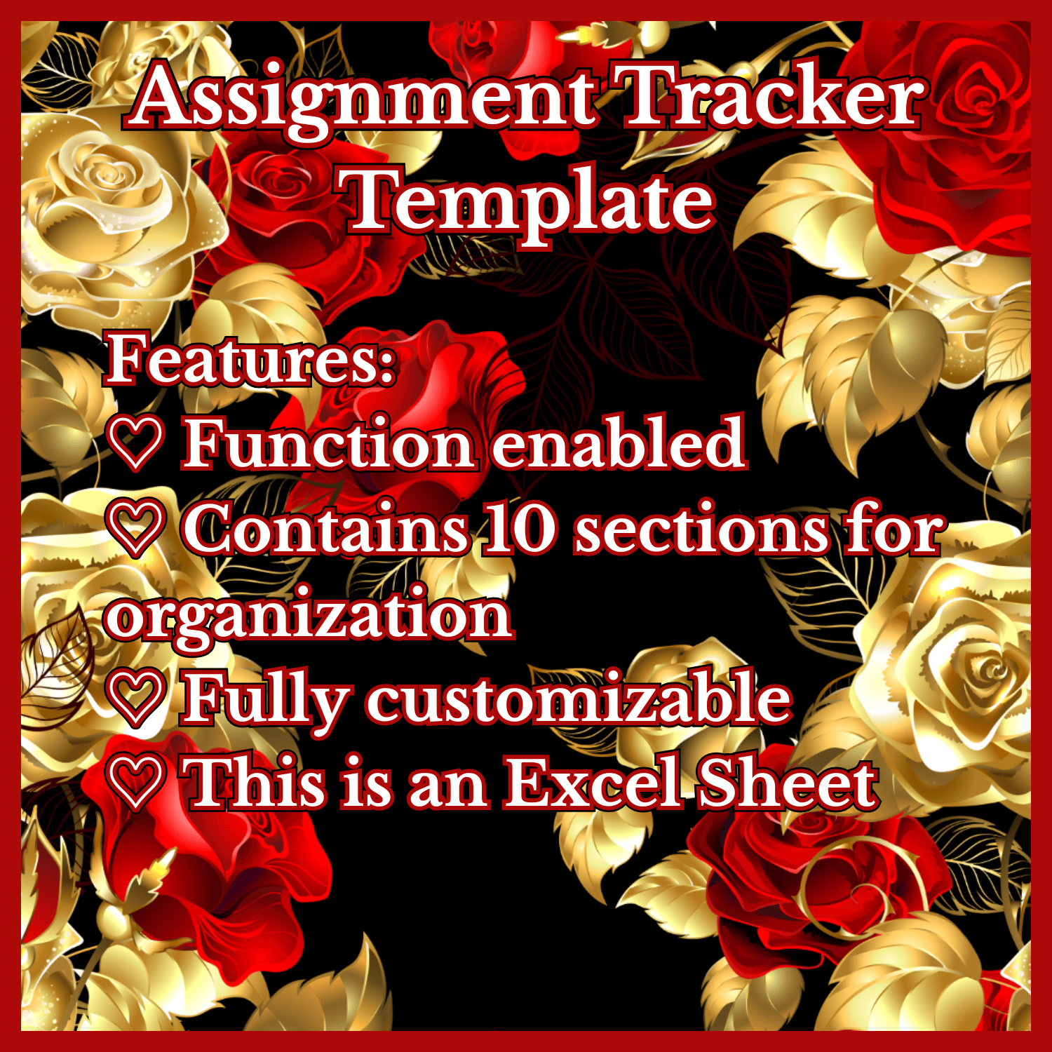 Specifications for the "Assignment Tracker Template" are listed in this particular image.