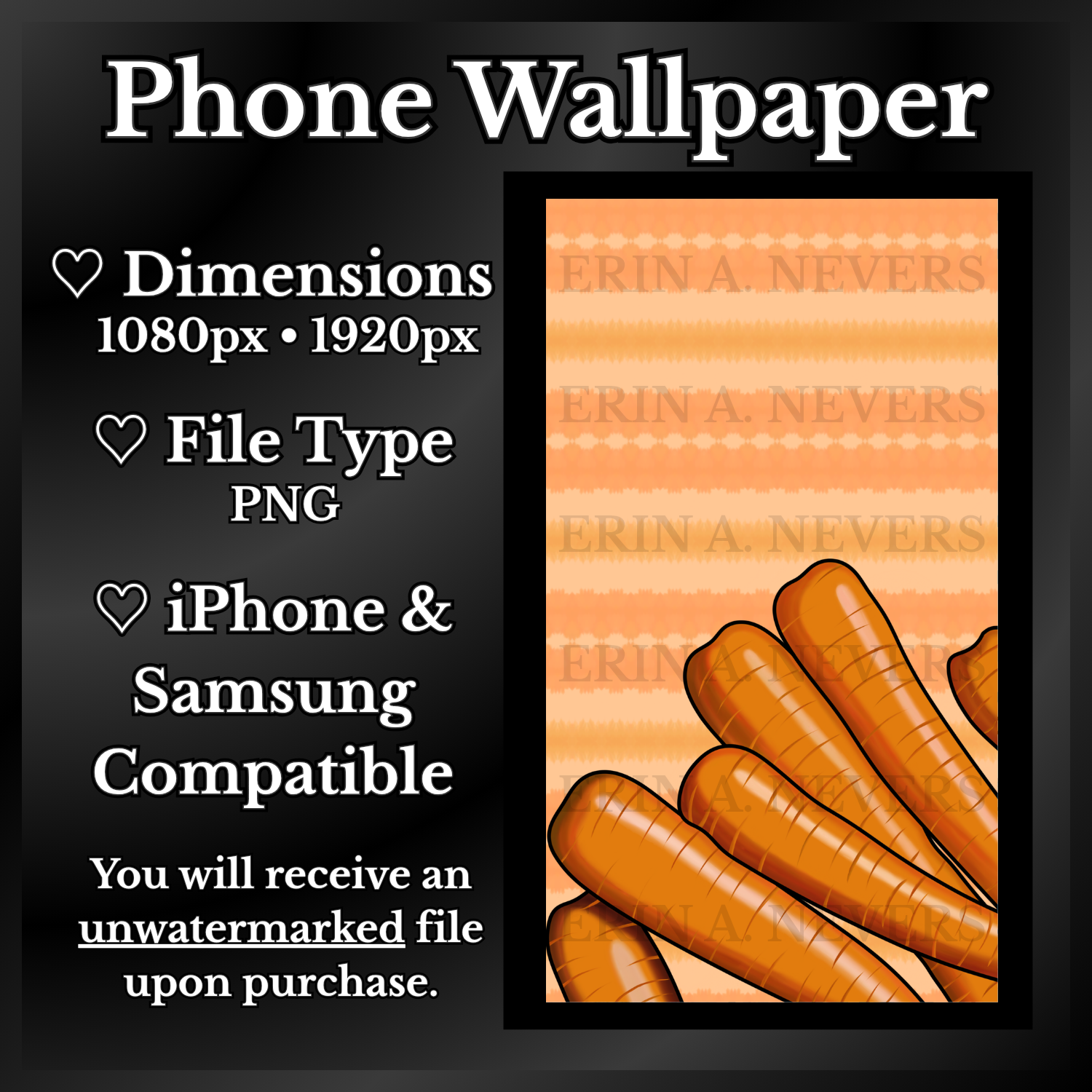 A product promotion thumbnail featuring a phone wallpaper with carrots.