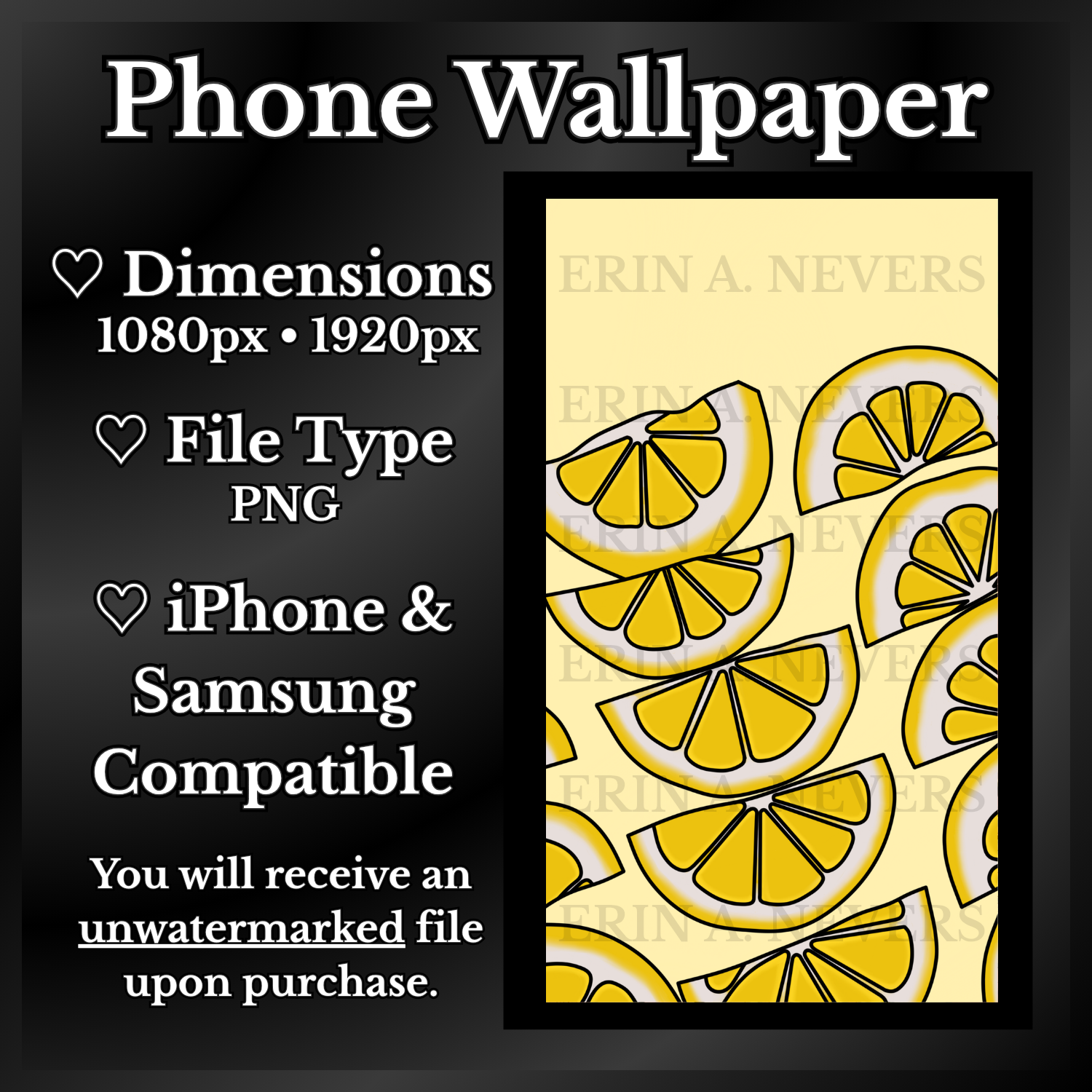 A product promotion thumbnail featuring a phone wallpaper lemons cut into slices.