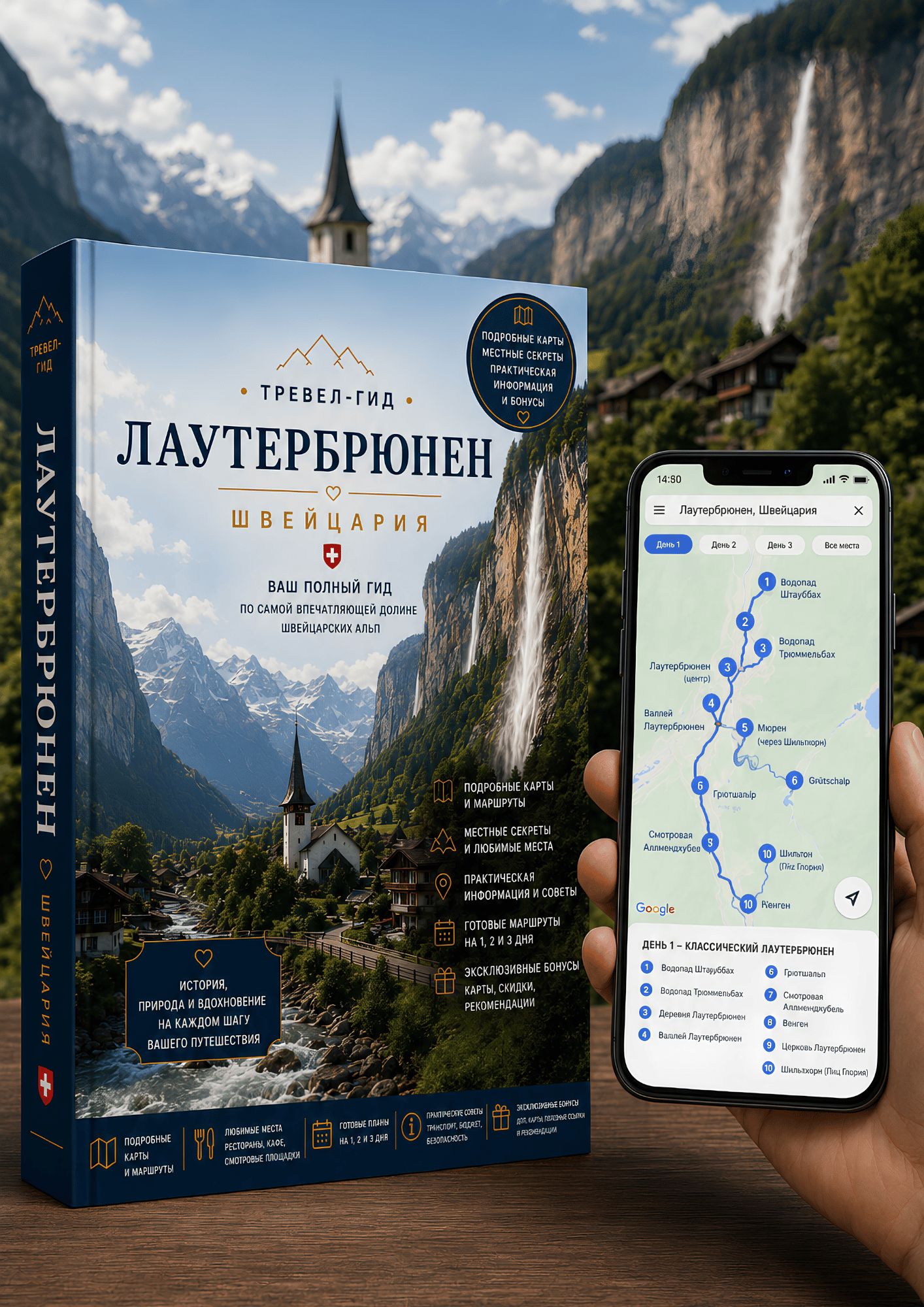 Интерактивный путеводитель по Лаутербруннену с Google Maps на смартфоне