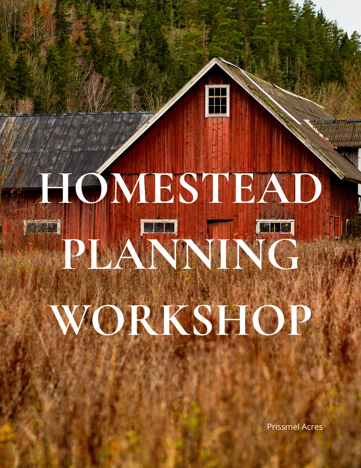 Printable Homestead Planning Workshop workbook by Prissmel Acres designed to help beginners create seasonal plans, organize homestead goals, and build self-sufficient household systems.