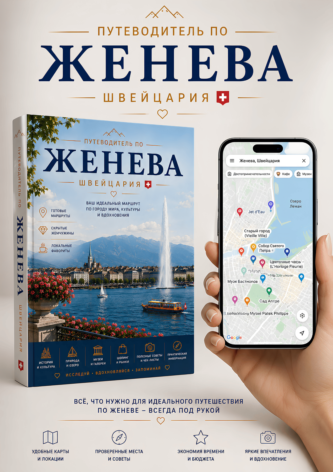 Интерактивный путеводитель по Женеве с Google Maps на смартфоне