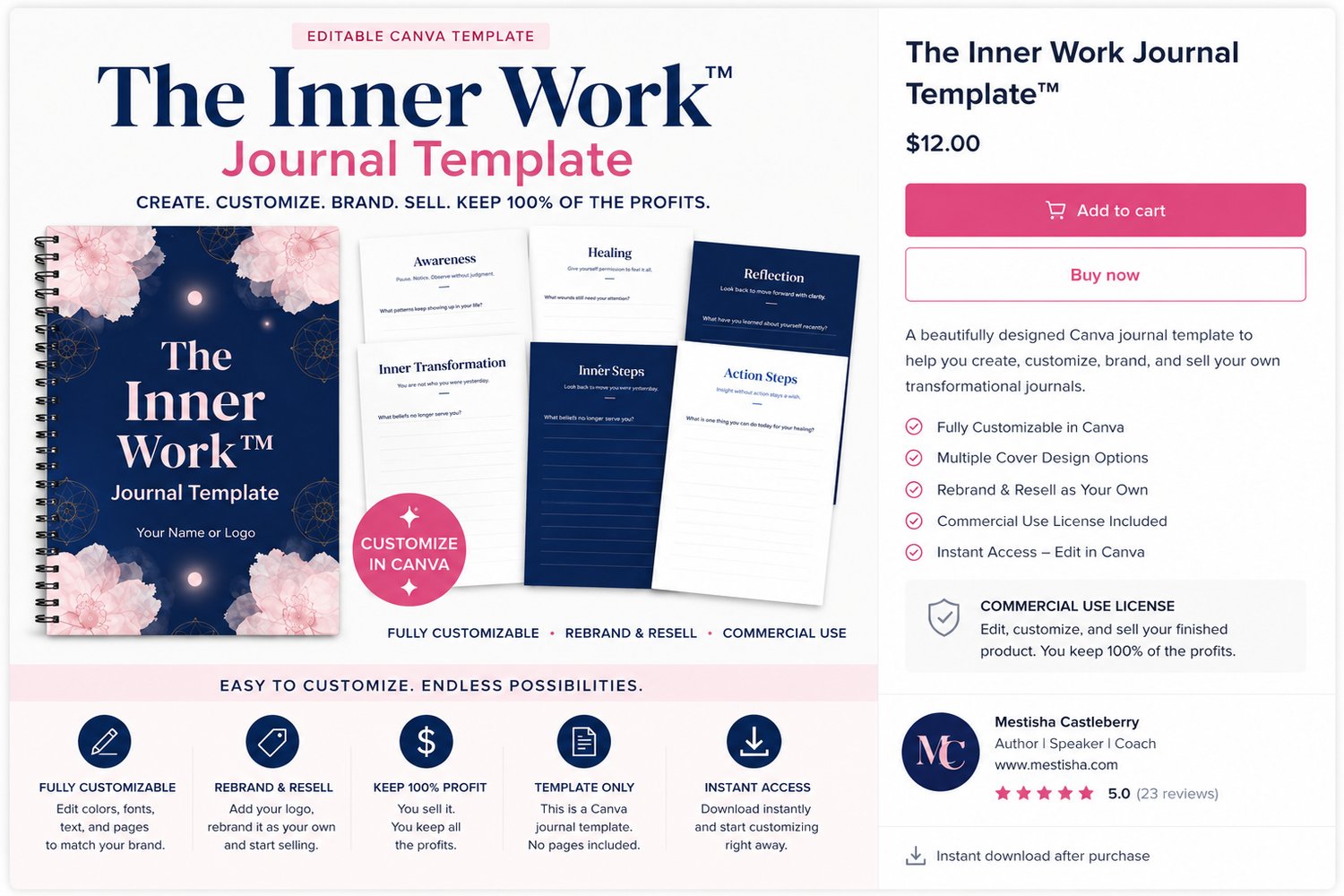 Customizable Canva Journal Template for Wellness Entrepreneurs