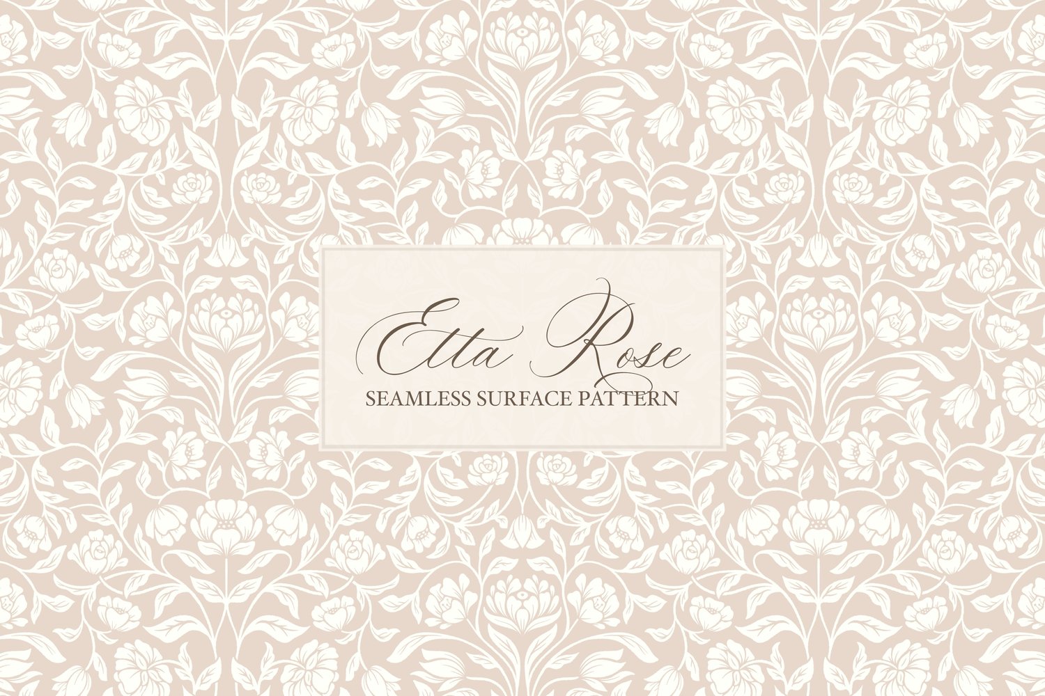 Vintage inspired hand drawn climbing rose damask in a woodblock style.