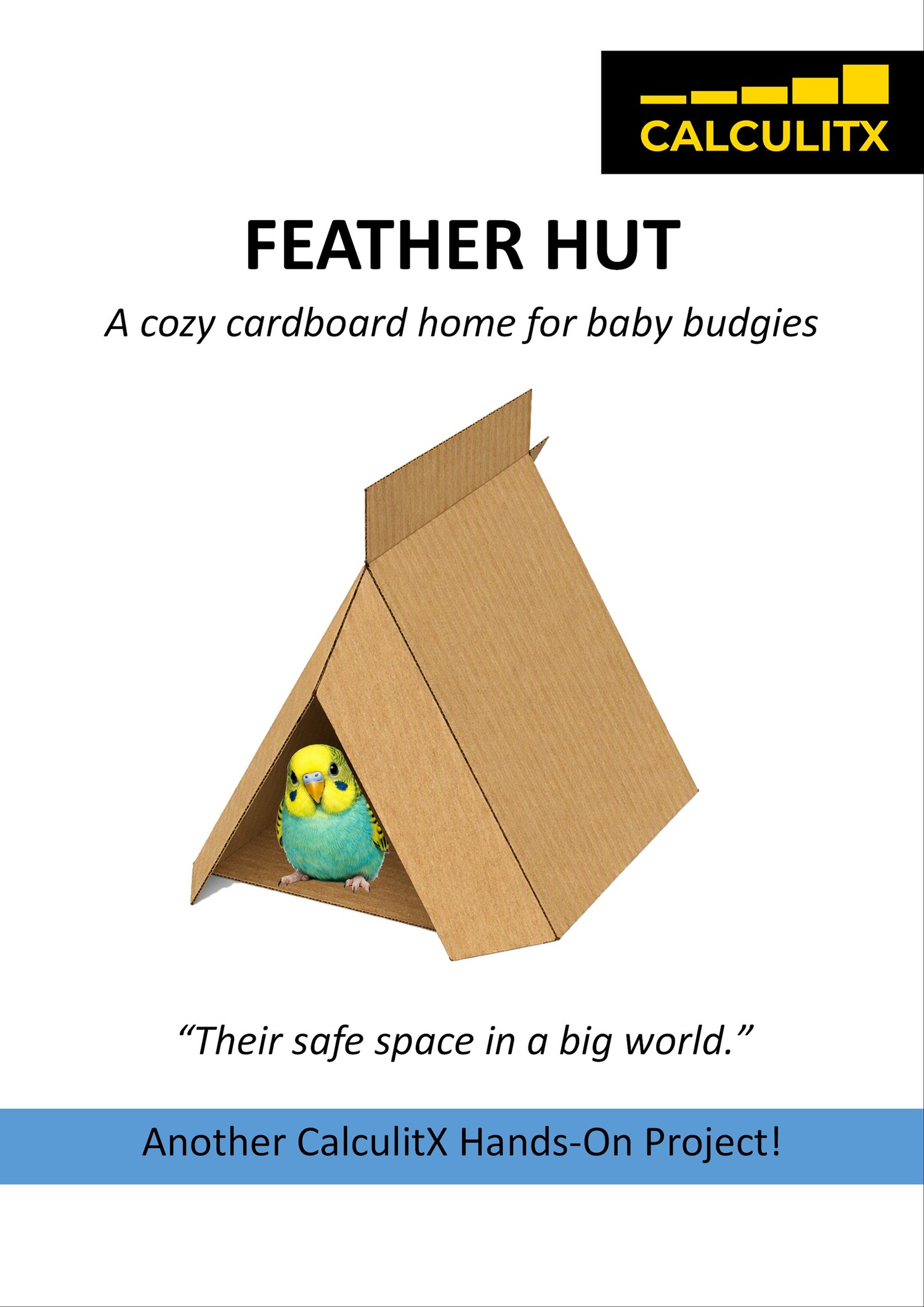 Feather Hut: A cozy cardboard home for baby budgies