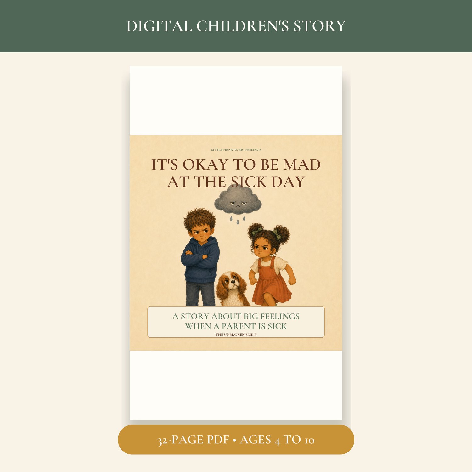 Digital children's story cover for It's Okay to Be Mad at the Sick Day, ages 4 to 10