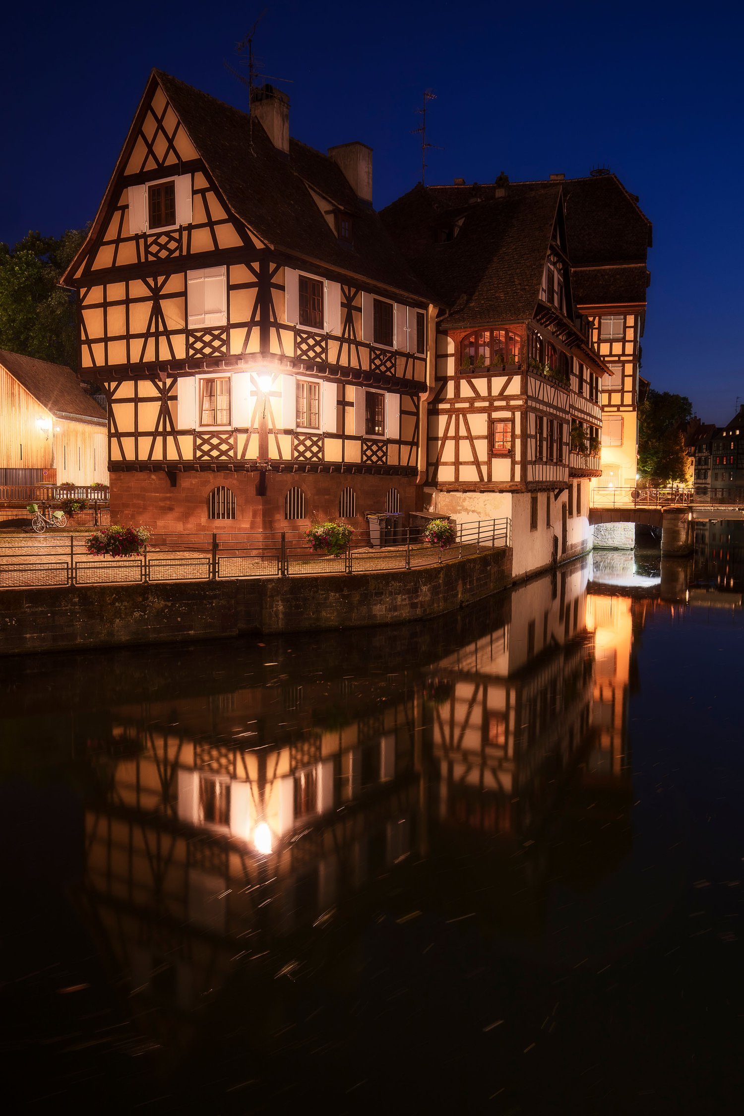 Strasbourg le petit paris old town night blue hour river