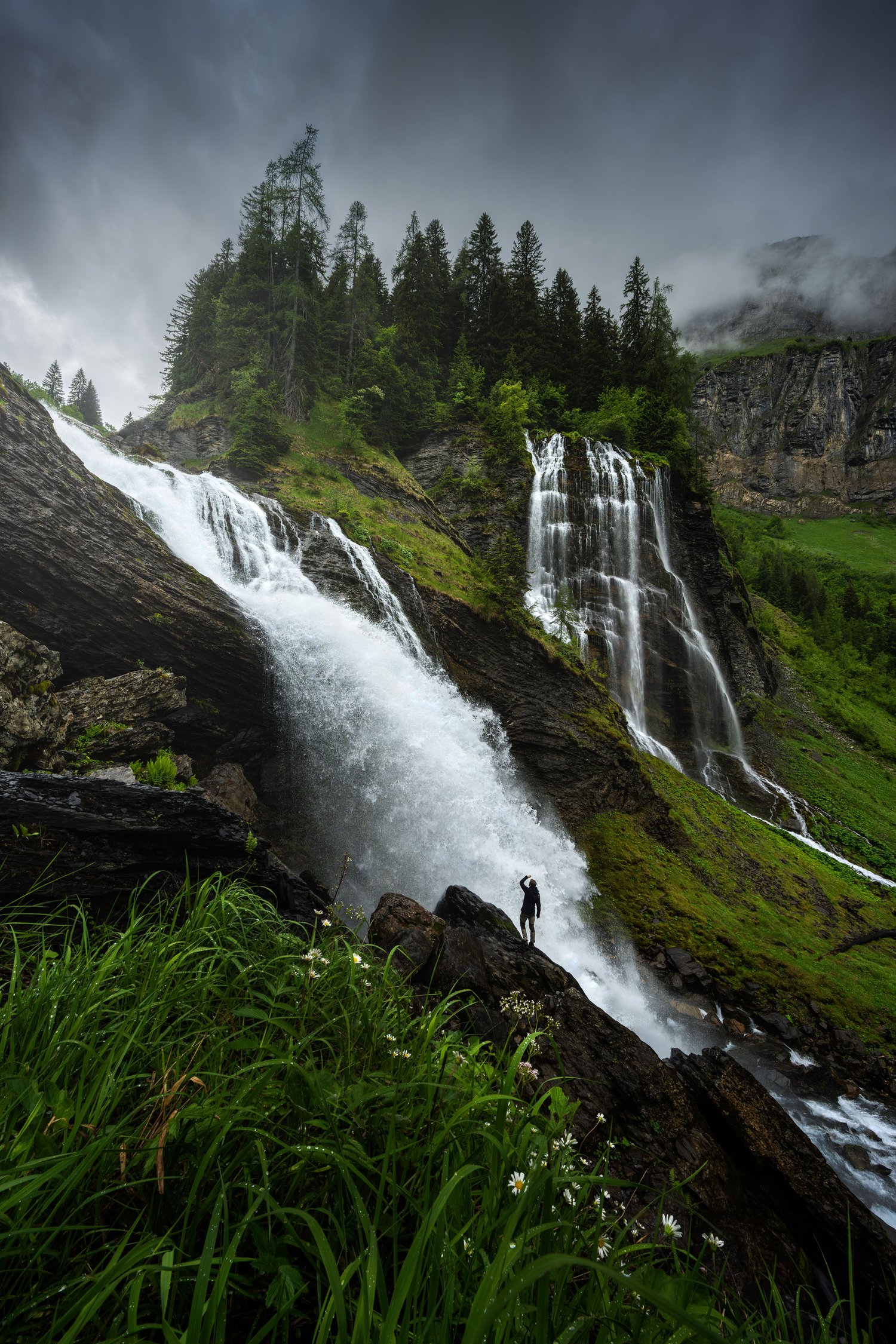 France sixt-fer-à-cheval french Alps waterfall cascades pleureuse et sauffaz moody 1 person_1