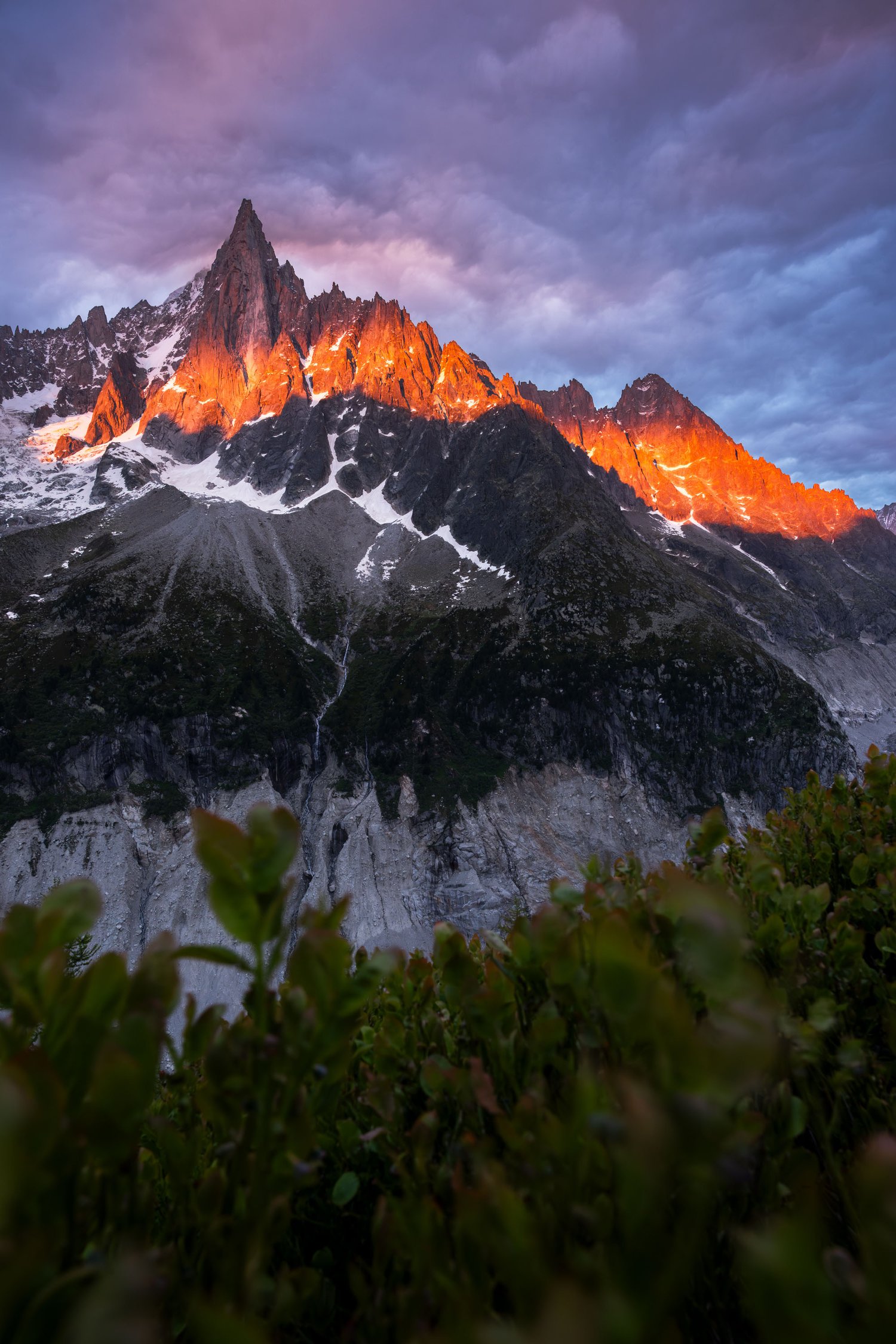 France Chamonix Mer de Glace Le Signal Forbes mountains glacier trail staircase sunset colors 4 Aiguille du Dru_1