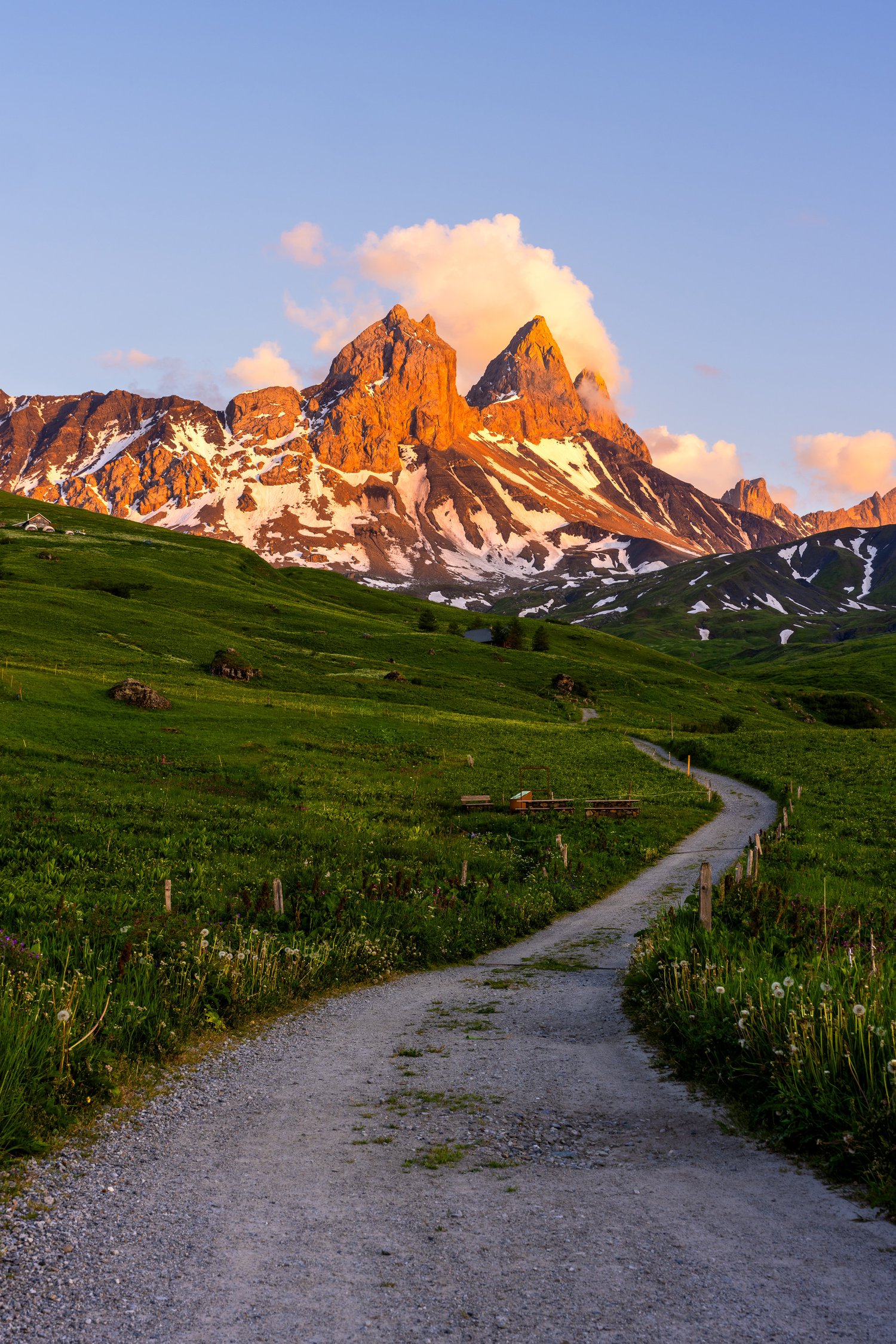 France Landscape Photography Alps d'Arves Massif Arves golden hour 7 sunset leading lines road trail