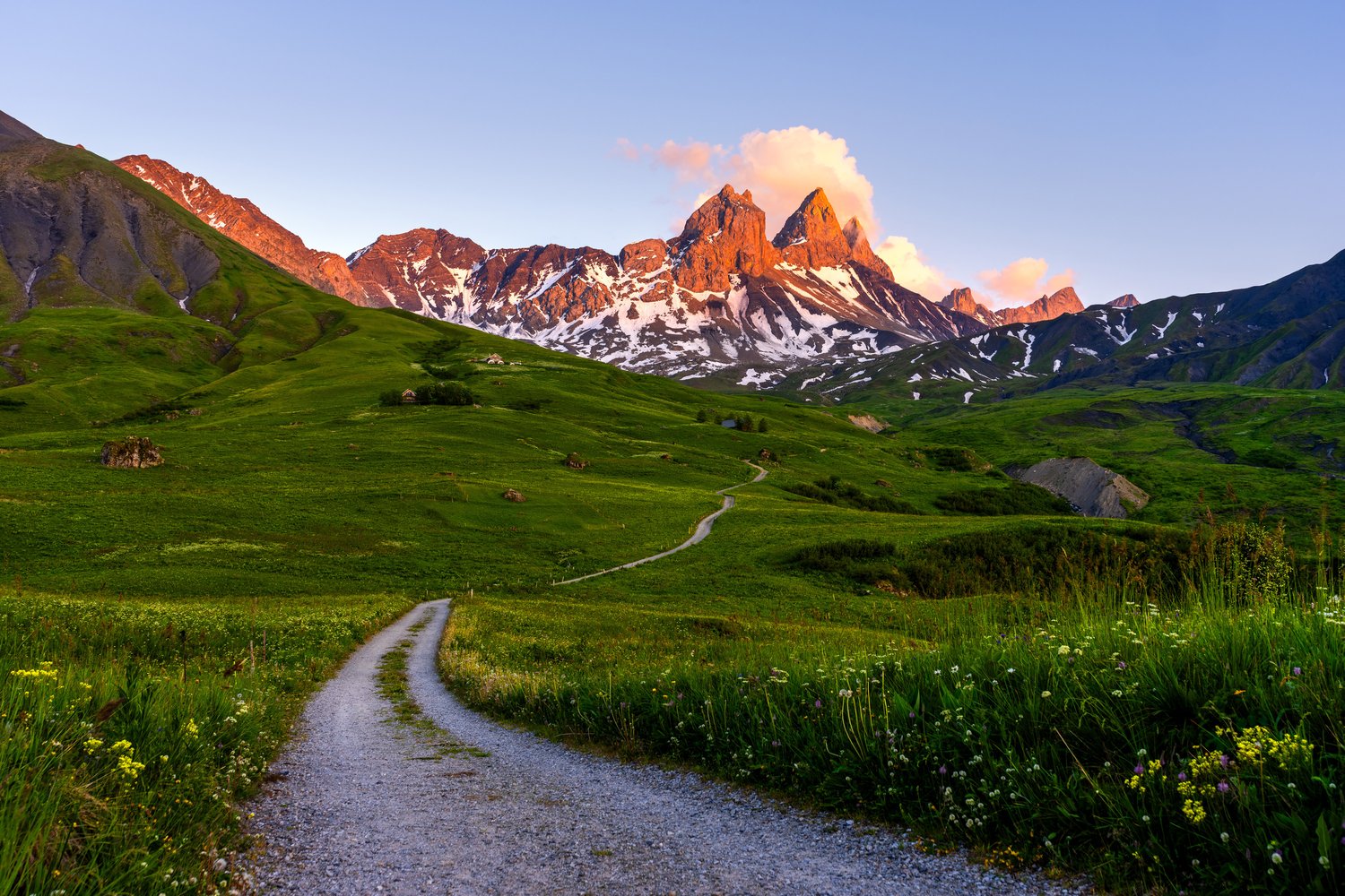 France Landscape Photography Alps d'Arves Massif Arves golden hour 11 sunset leading lines road trail_1
