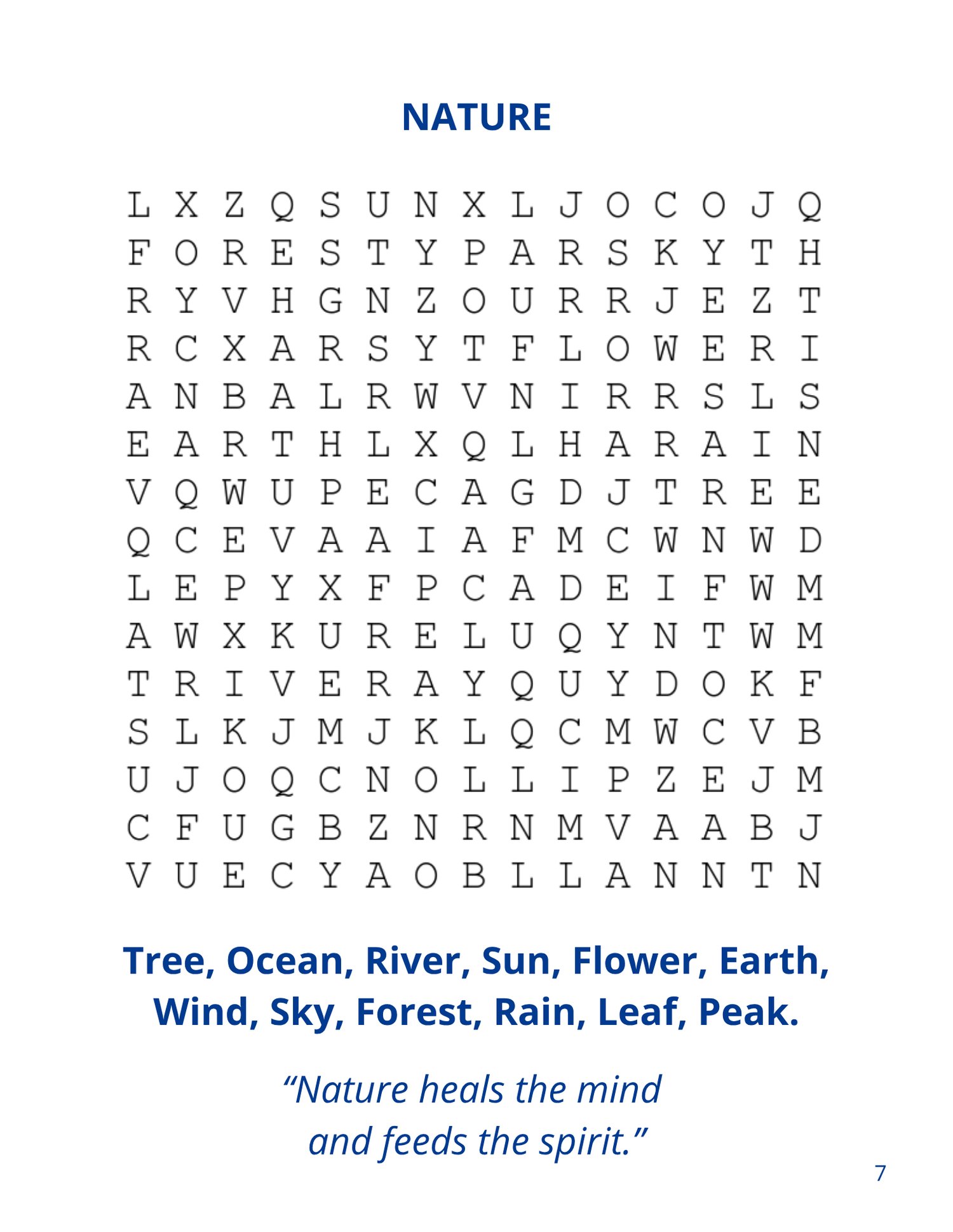 Printable large print word search puzzle for adults and seniors