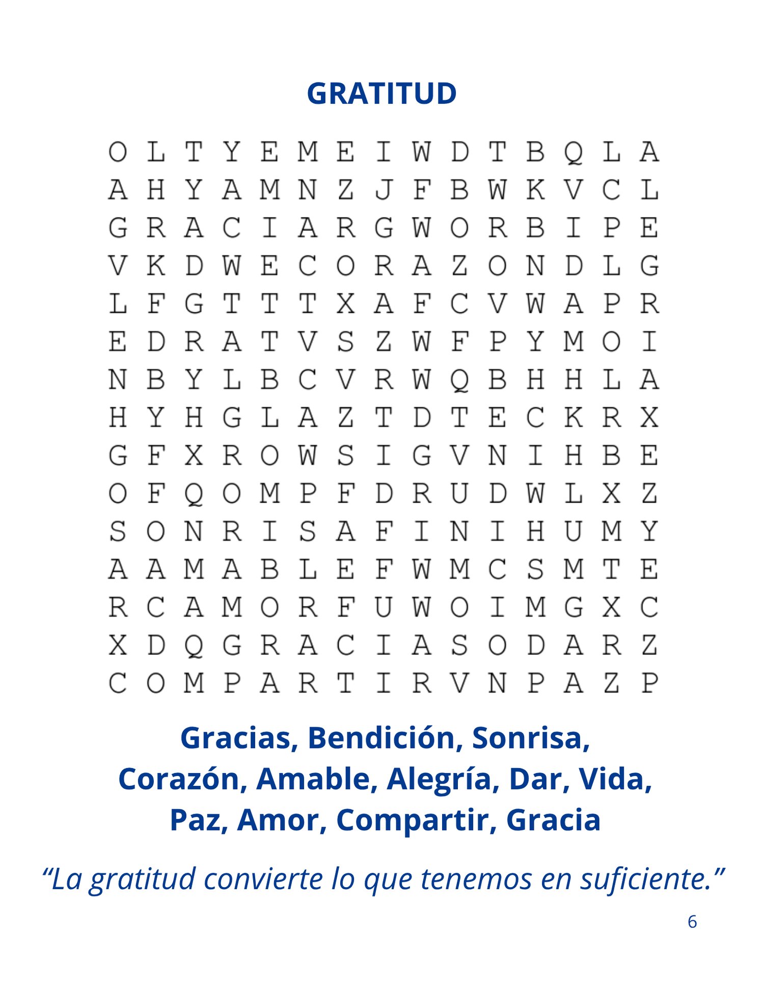 Sopa de letras imprimible en letra grande para adultos y personas mayores