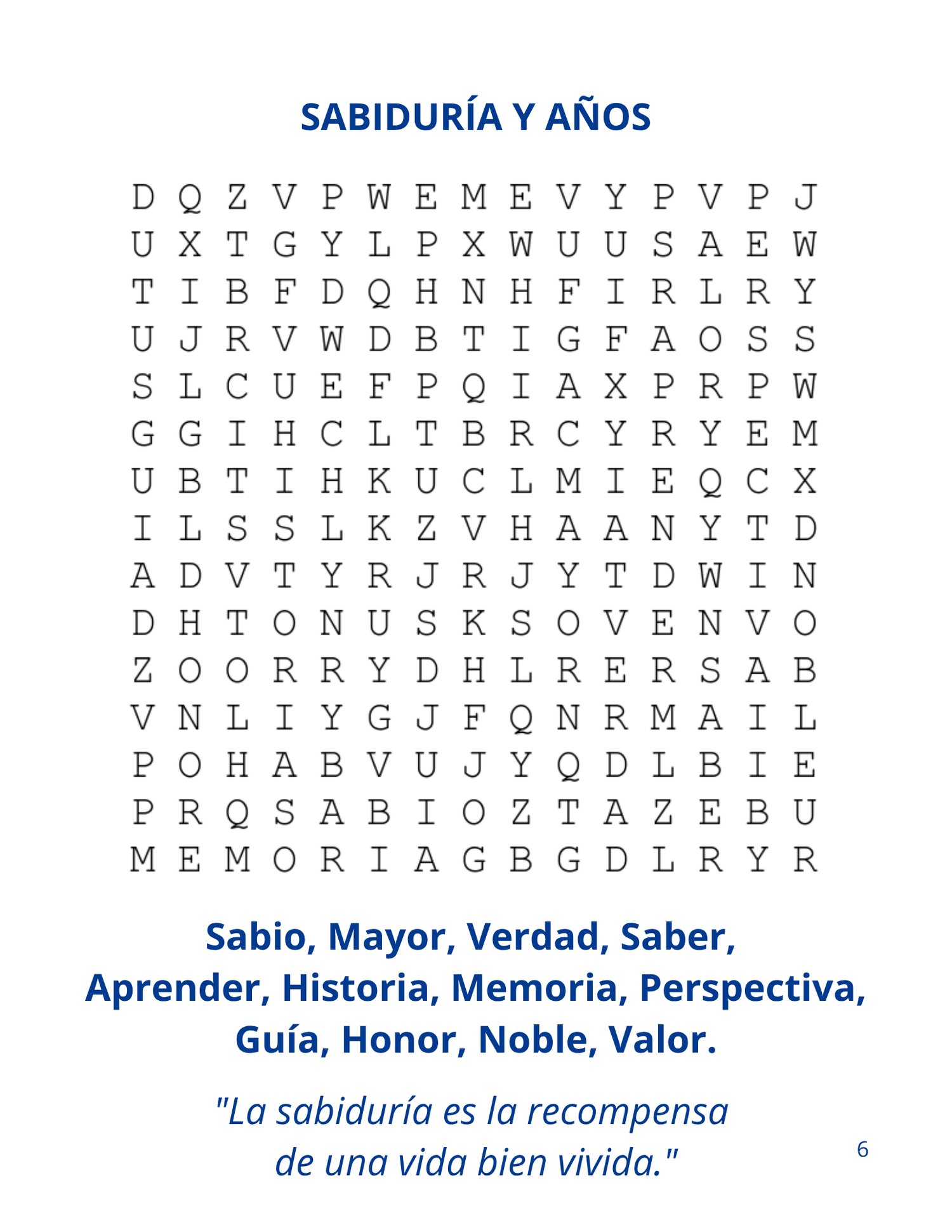 Sopa de letras imprimible en letra grande para adultos y personas mayores