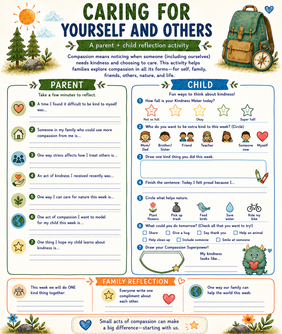 Caring for Yourself & Others Worksheet
