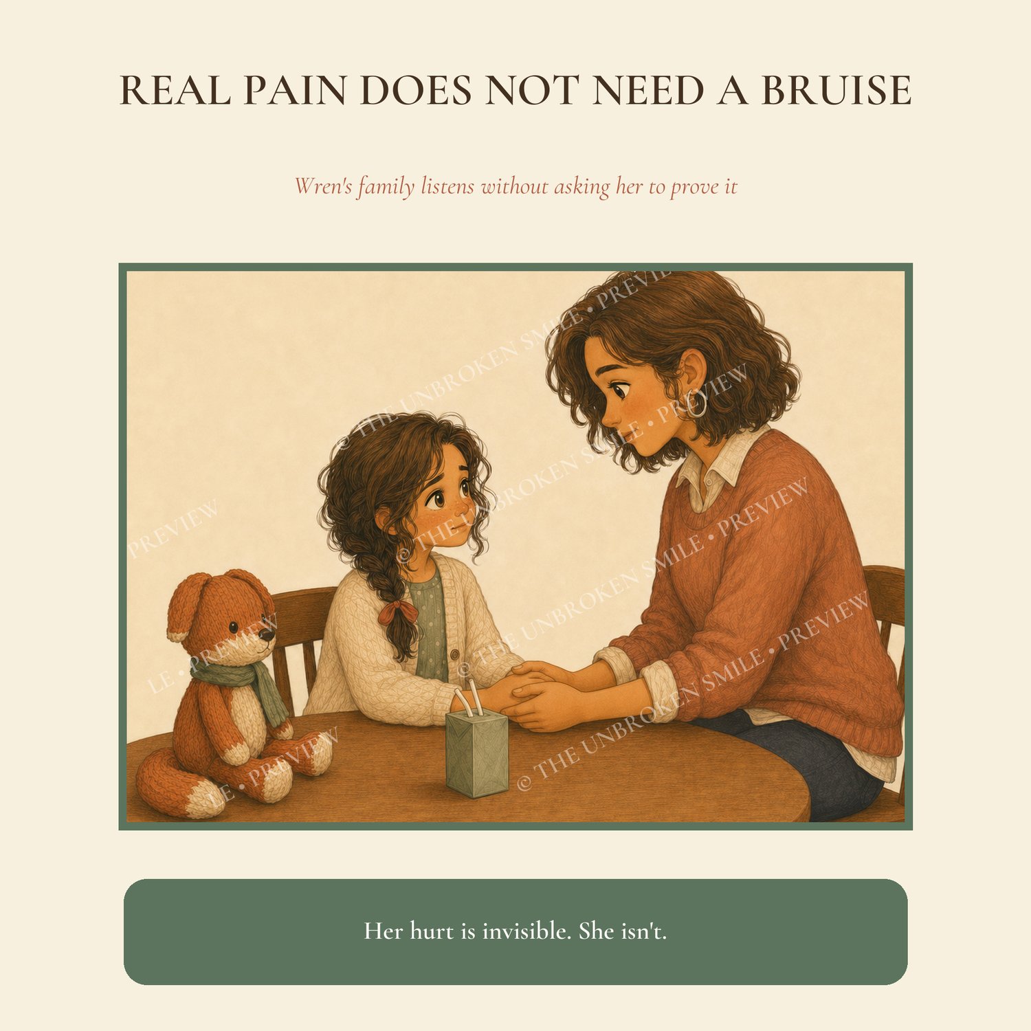 Story page showing real pain does not need a bruise to be believed