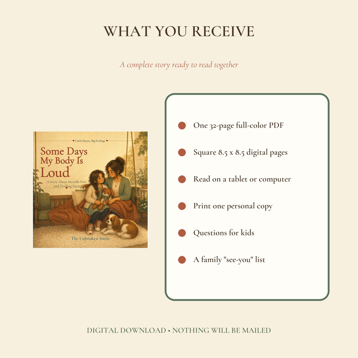 What you receive: one 32-page full-color PDF storybook
