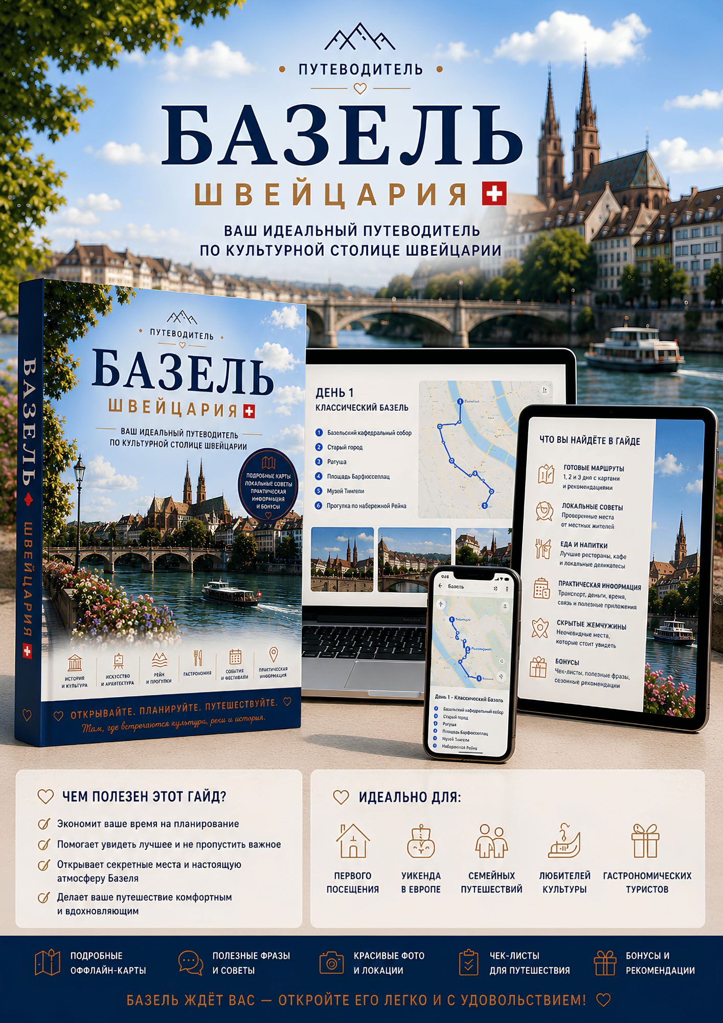 Путеводитель по Базелю на ноутбуке, планшете, смартфоне и в формате PDF